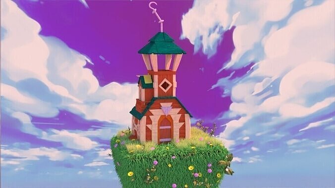 stylized scene 3D model