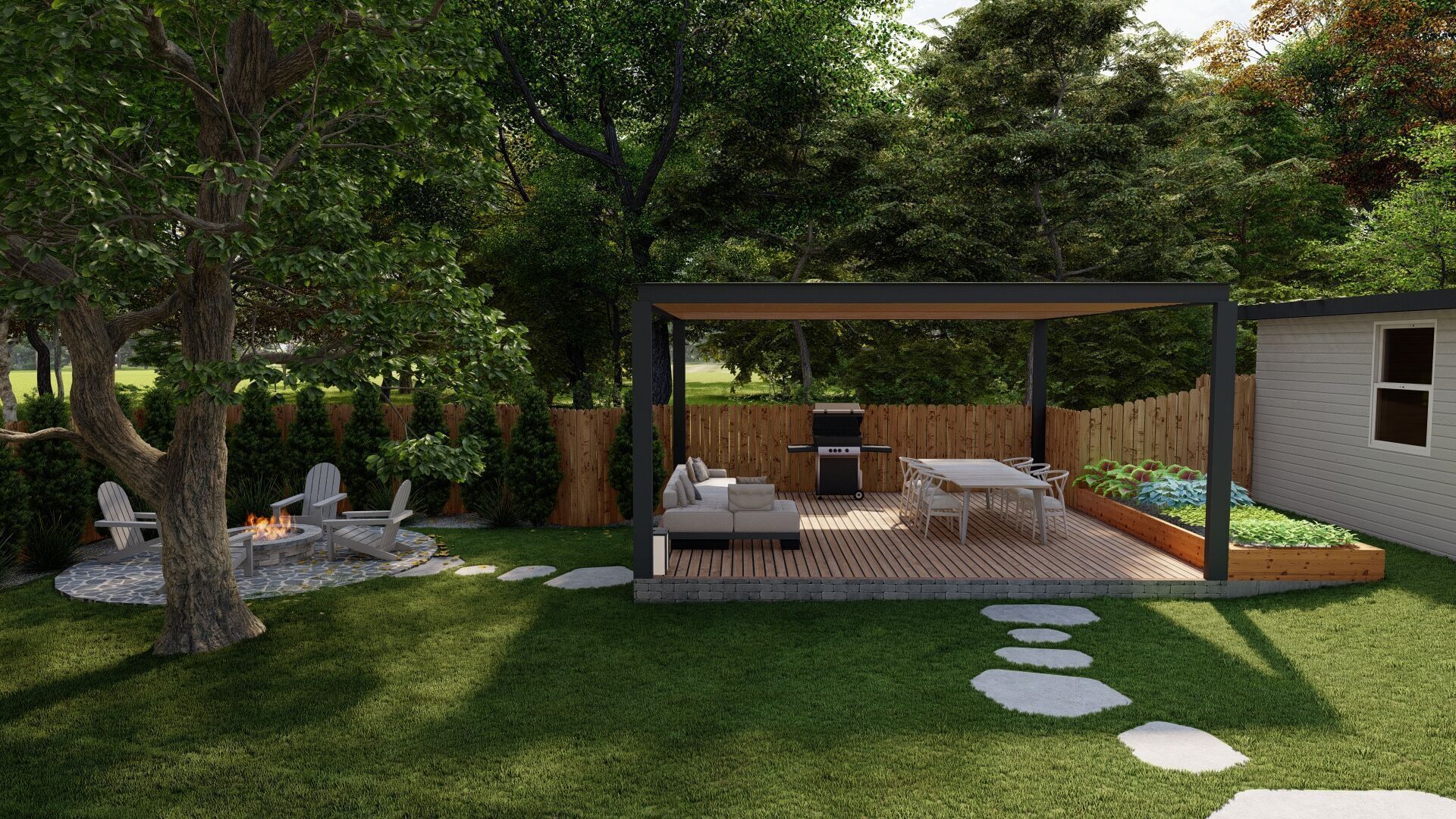 Garden Landscape 3D Model - SketchUp and Lumion Scene 3D model 3D model