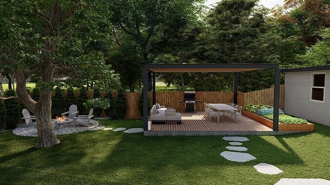 Garden Landscape 3D Model - SketchUp and Lumion Scene 3D model