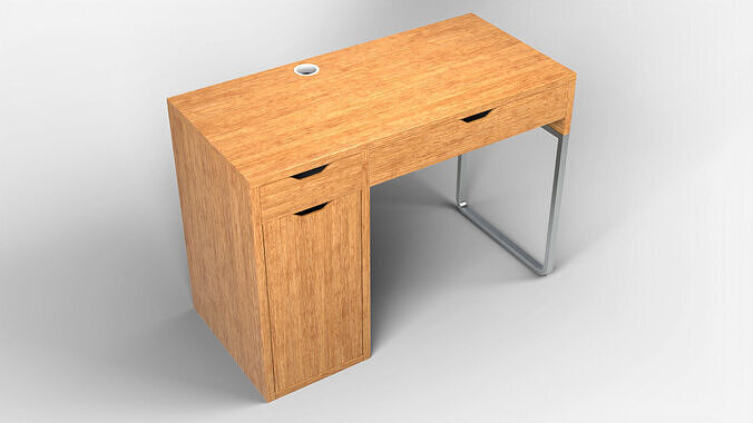Study Desk 01 - Bamboo Wood 3D model 2