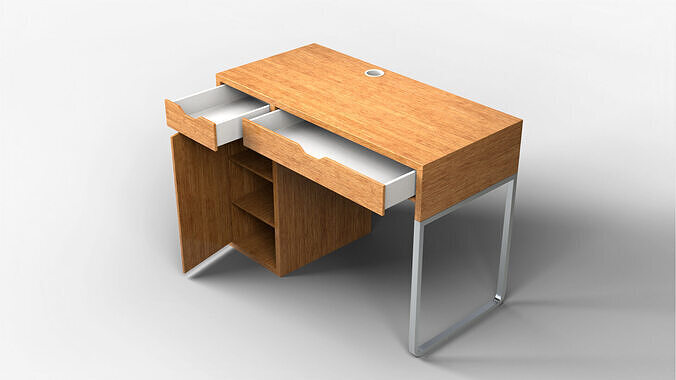 Study Desk 01 - Bamboo Wood 3D model 5