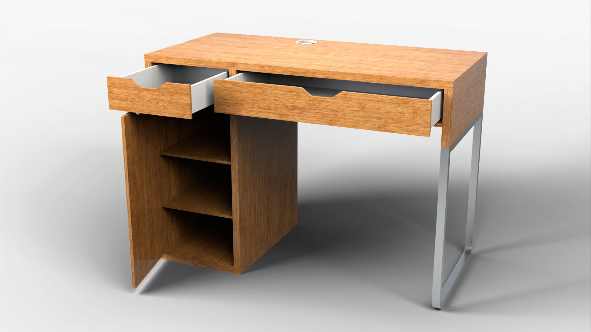 Study Desk 01 - Bamboo Wood 3D model_3