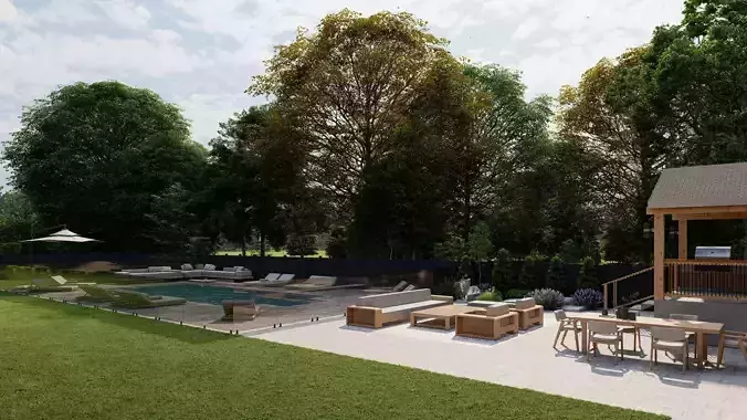 Garden Landscape 3D Model - SketchUp and Lumion Scene 3D model