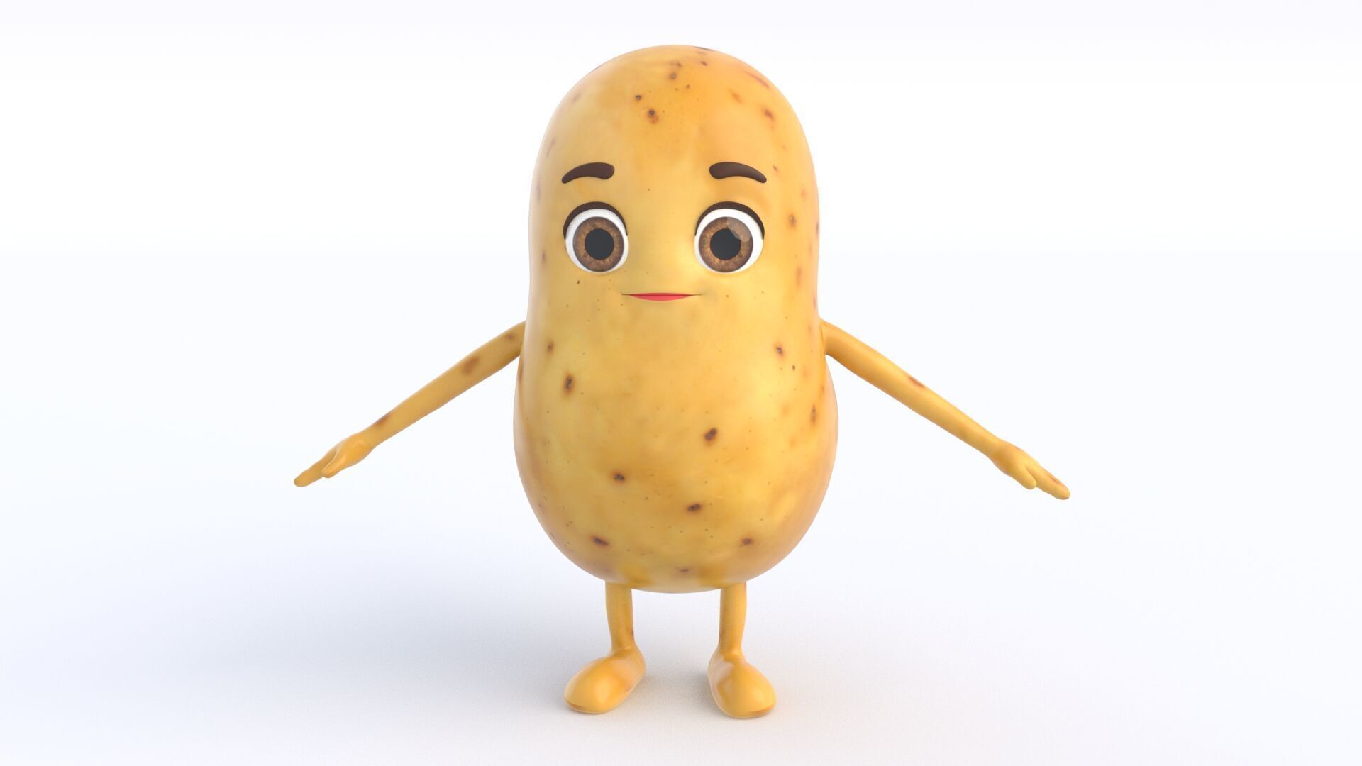 Cartoon Potato Low-poly 3D model_1