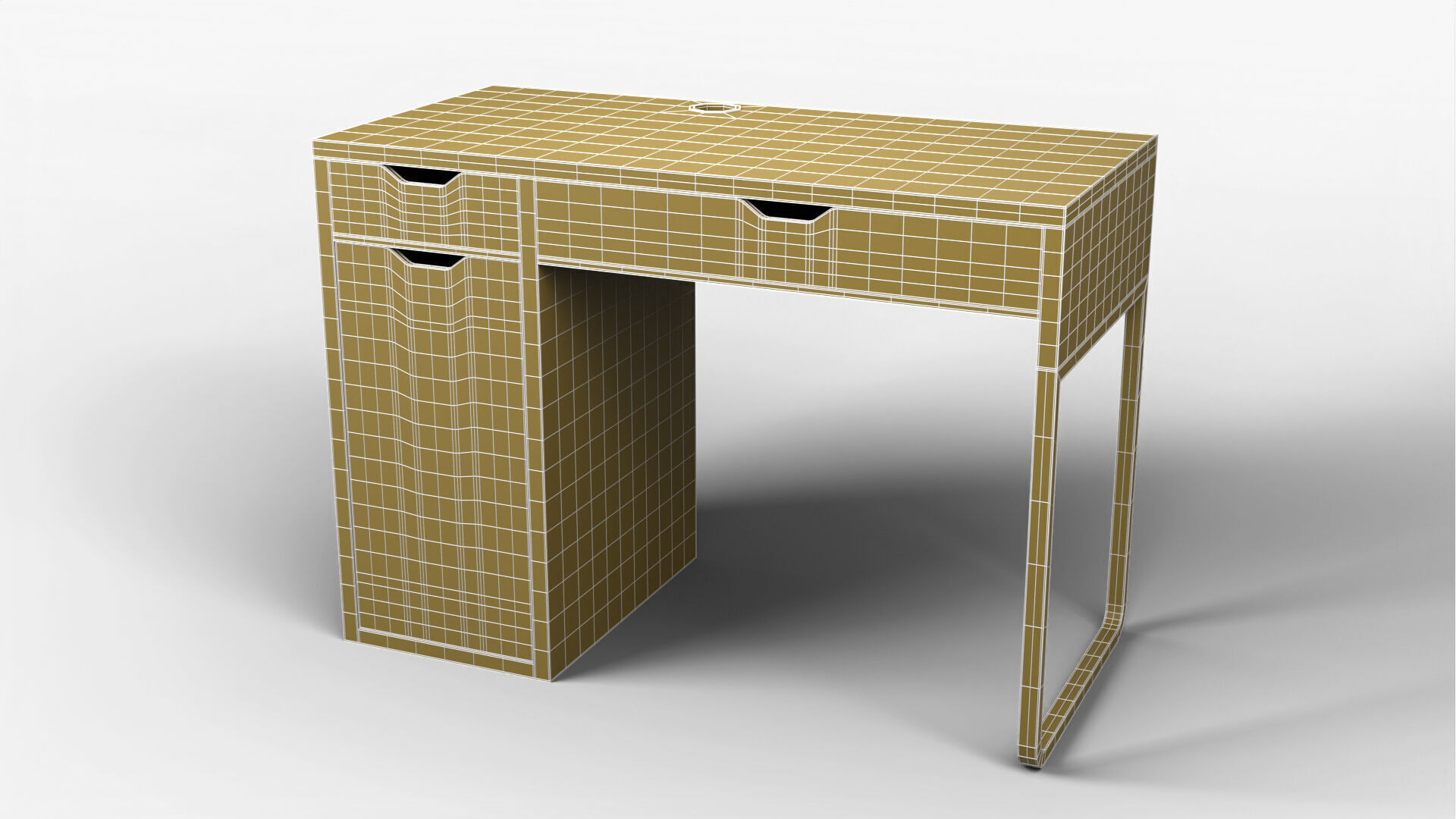 Study Desk 01 - Dark Wood 3D model_9