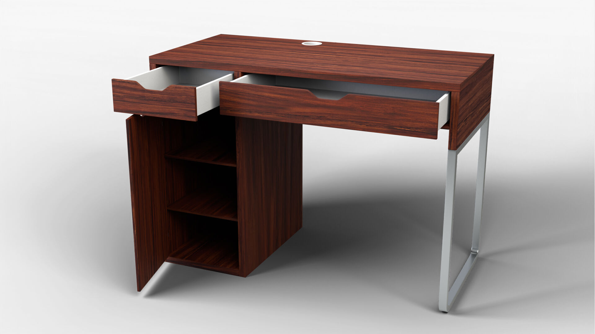 Study Desk 01 - Dark Wood 3D model_3