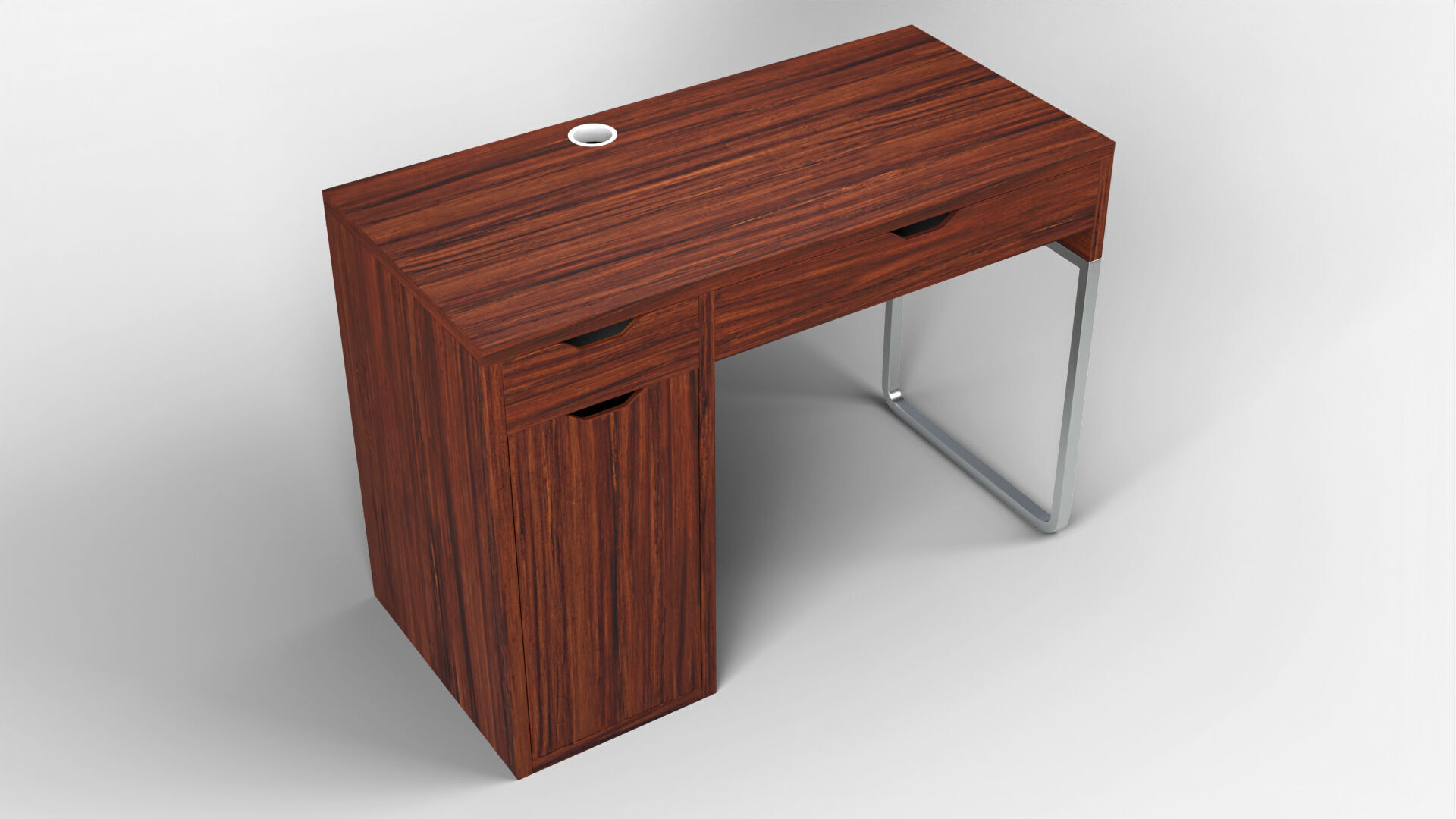 Study Desk 01 - Dark Wood 3D model_1