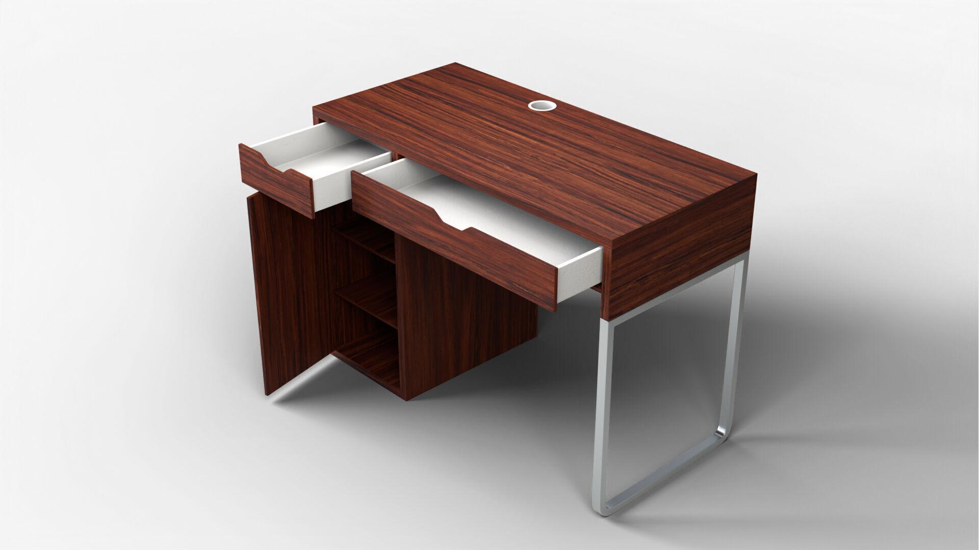 Study Desk 01 - Dark Wood 3D model_4