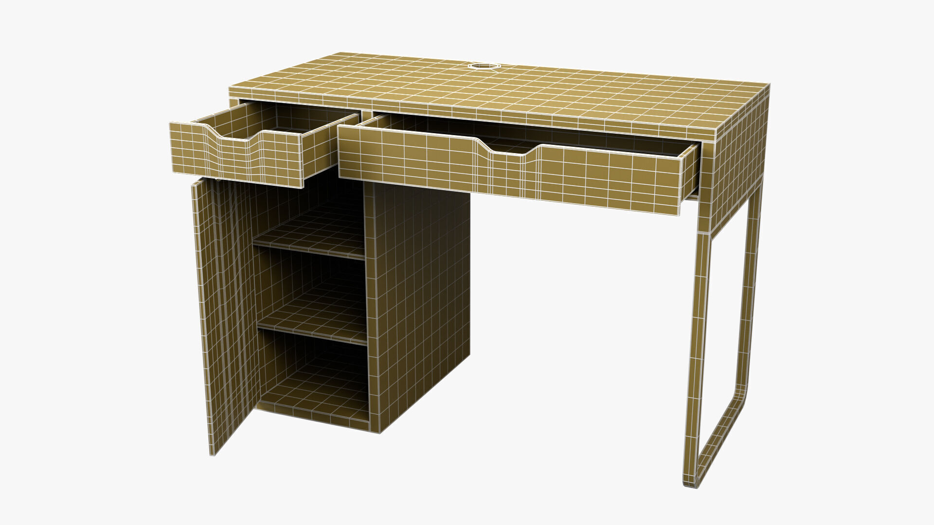 Study Desk 01 - Walnut Wood 3D model_12