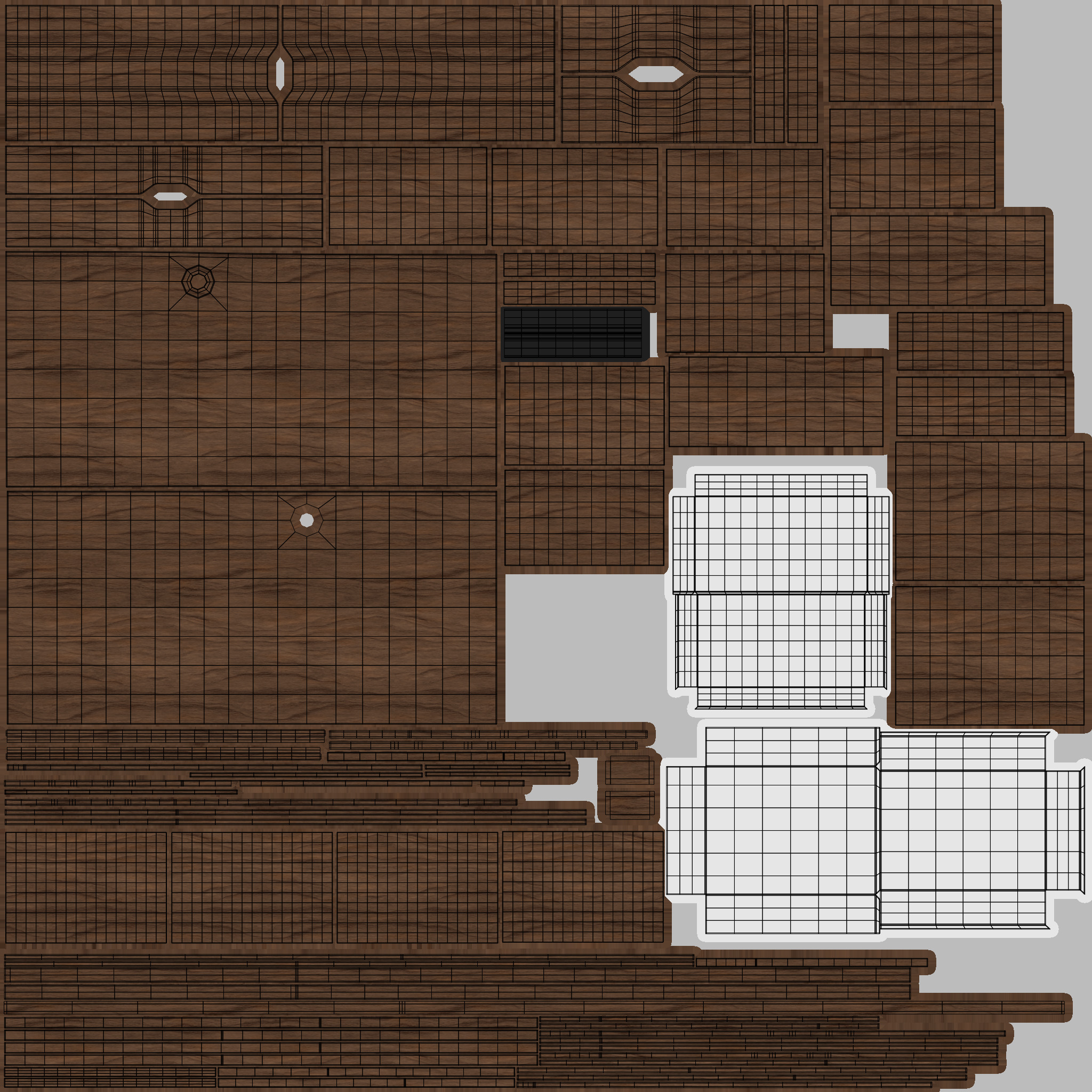 Study Desk 01 - Walnut Wood 3D model_13