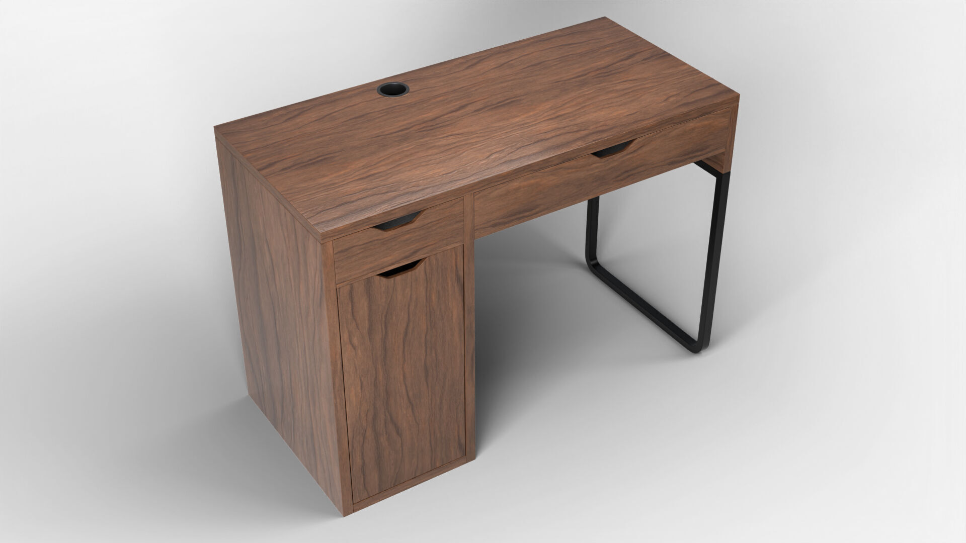 Study Desk 01 - Walnut Wood 3D model_1