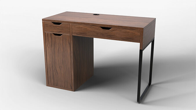 Study Desk 01 - Walnut Wood 3D model