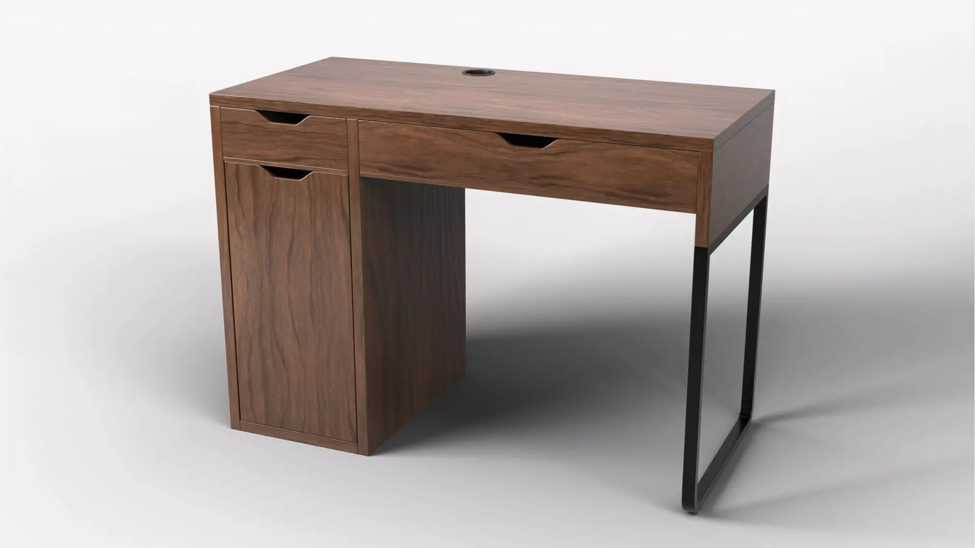 Study Desk 01 - Walnut Wood 3D model_0