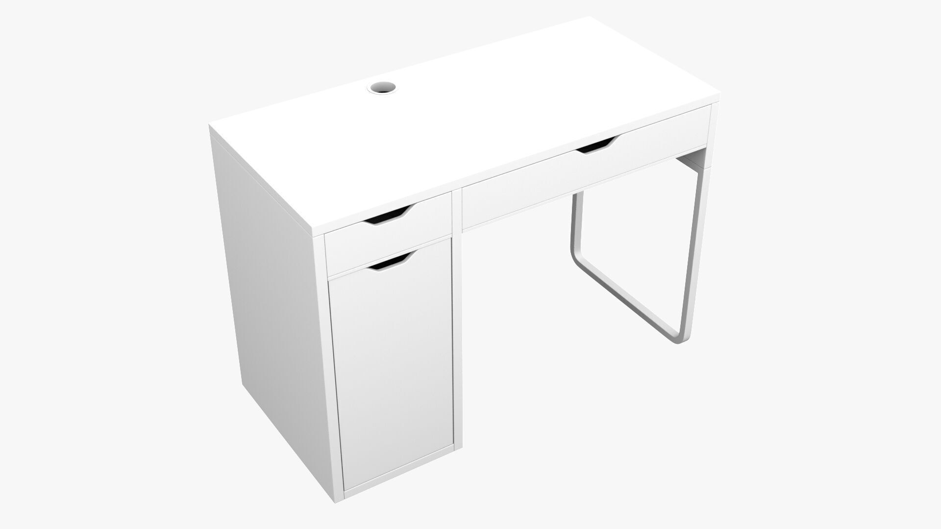 Study Desk 01 - Walnut Wood 3D model_6