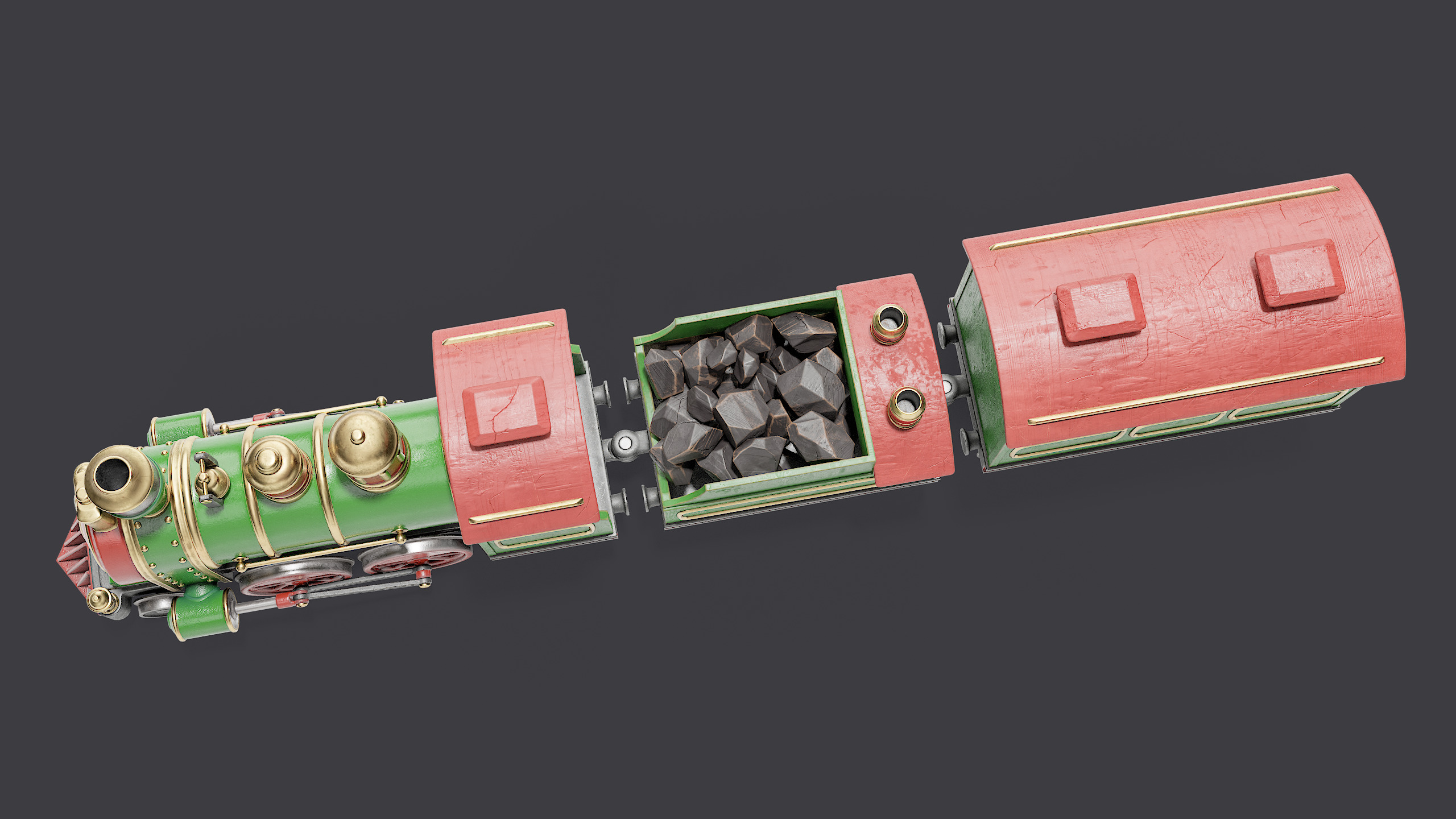 Toy Train Low-poly 3D model_5