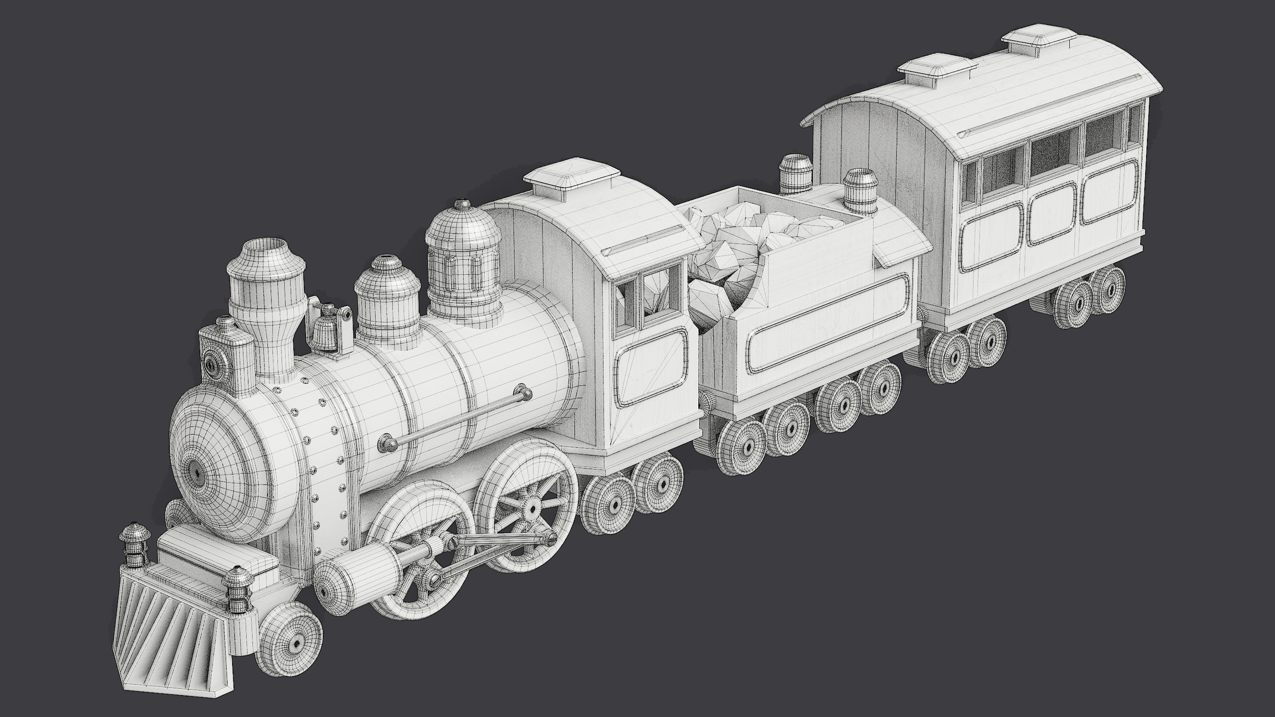Toy Train Low-poly 3D model_10