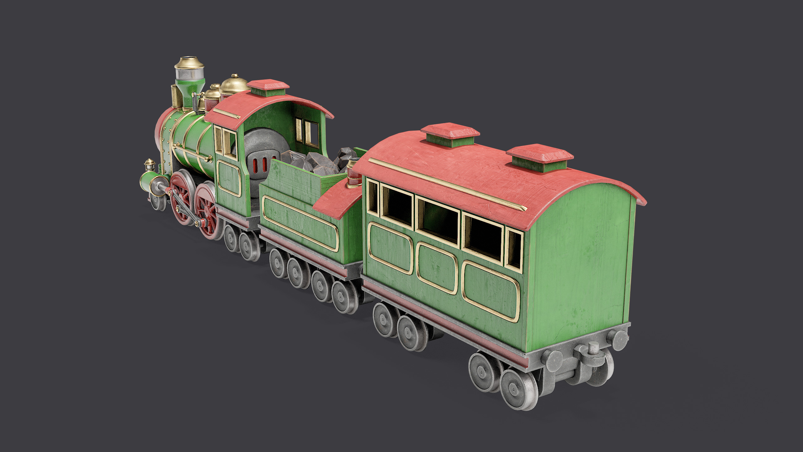 Toy Train Low-poly 3D model_4