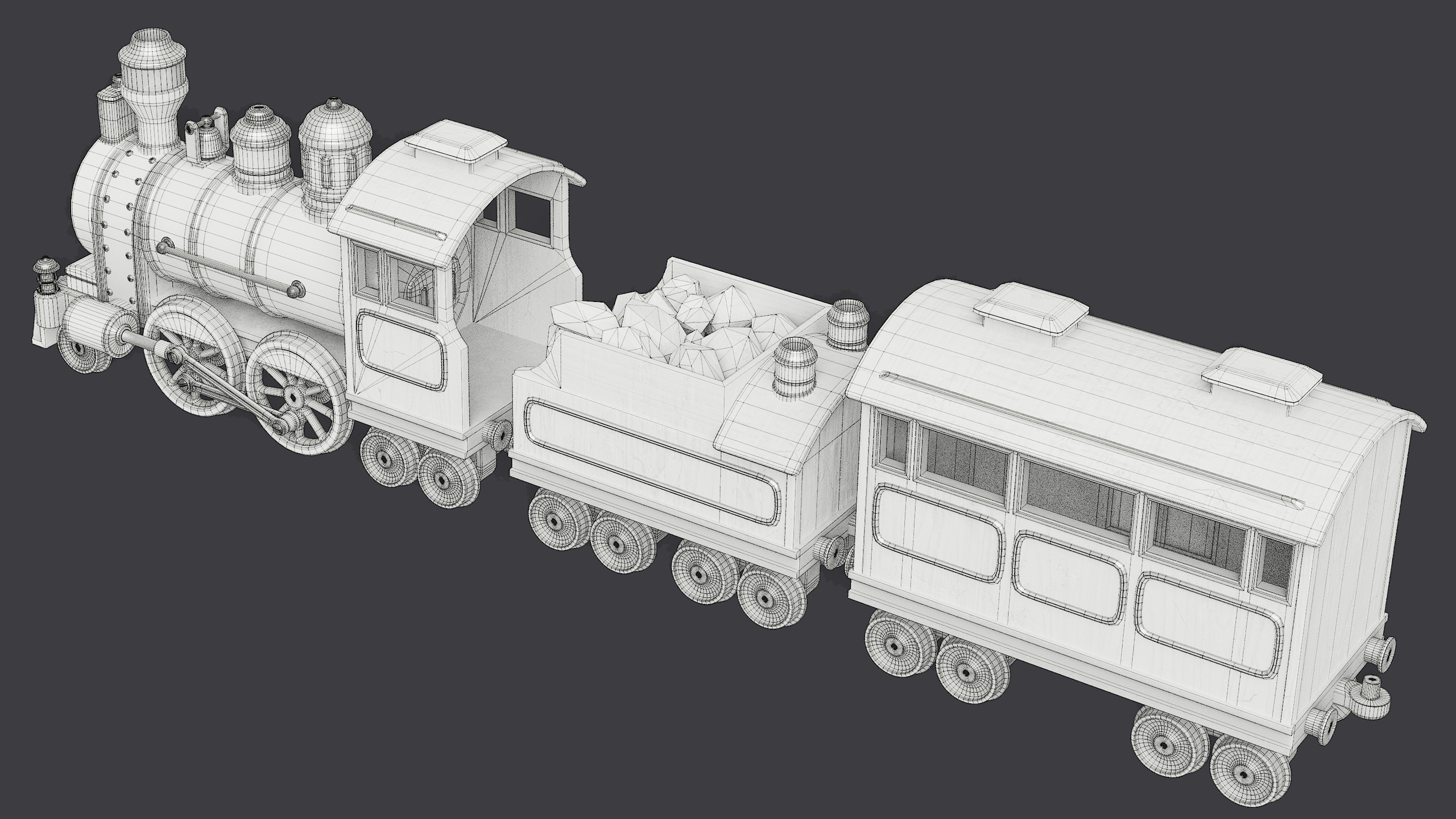 Toy Train Low-poly 3D model_12