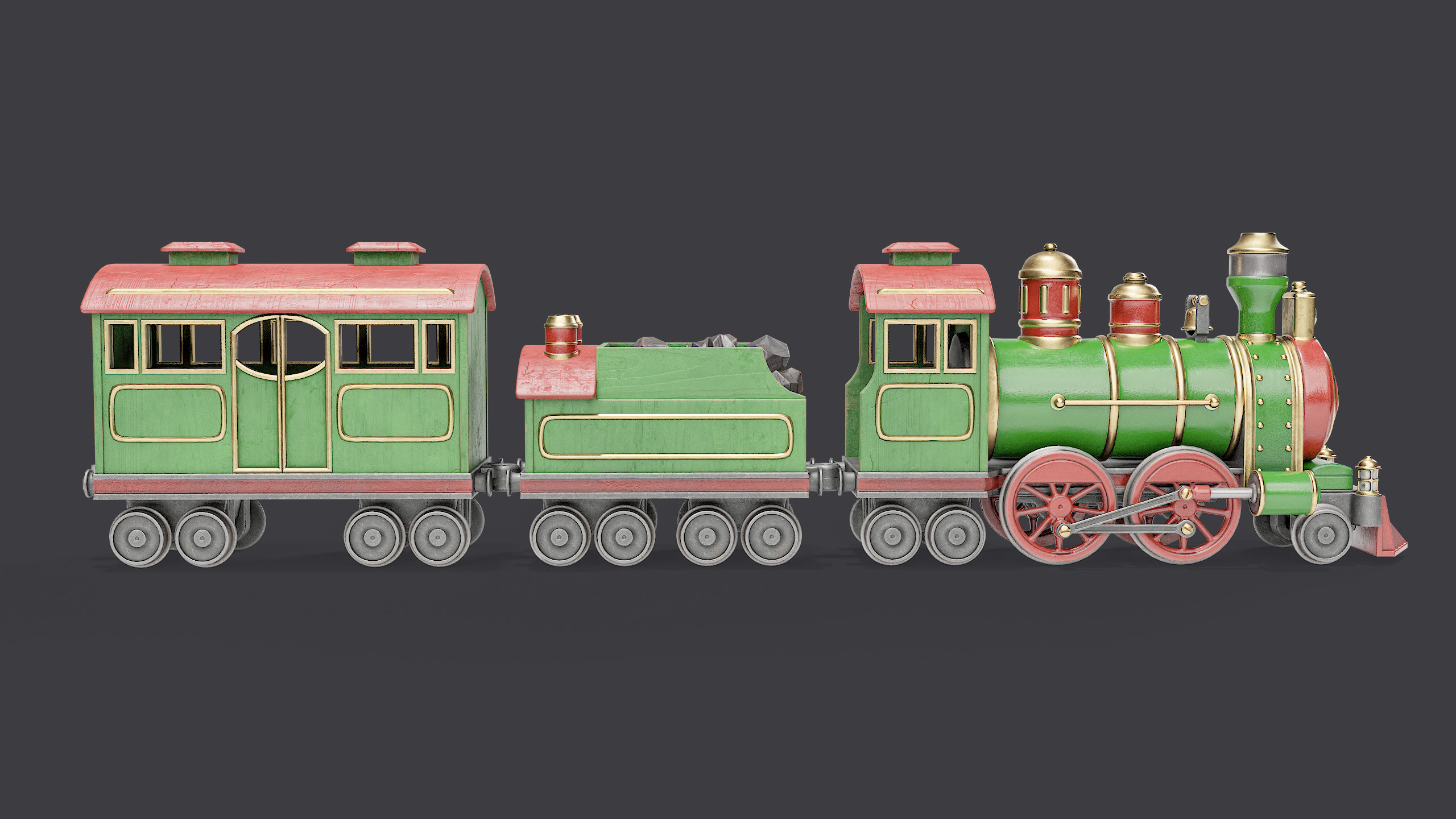 Toy Train Low-poly 3D model_3