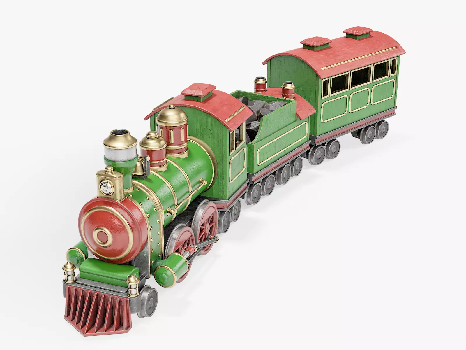 Toy Train Low-poly 3D model_0