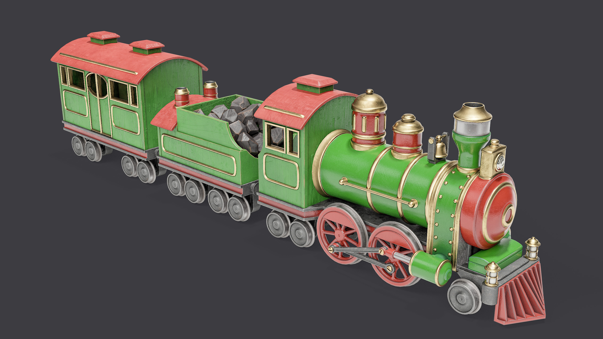 Toy Train Low-poly 3D model_2