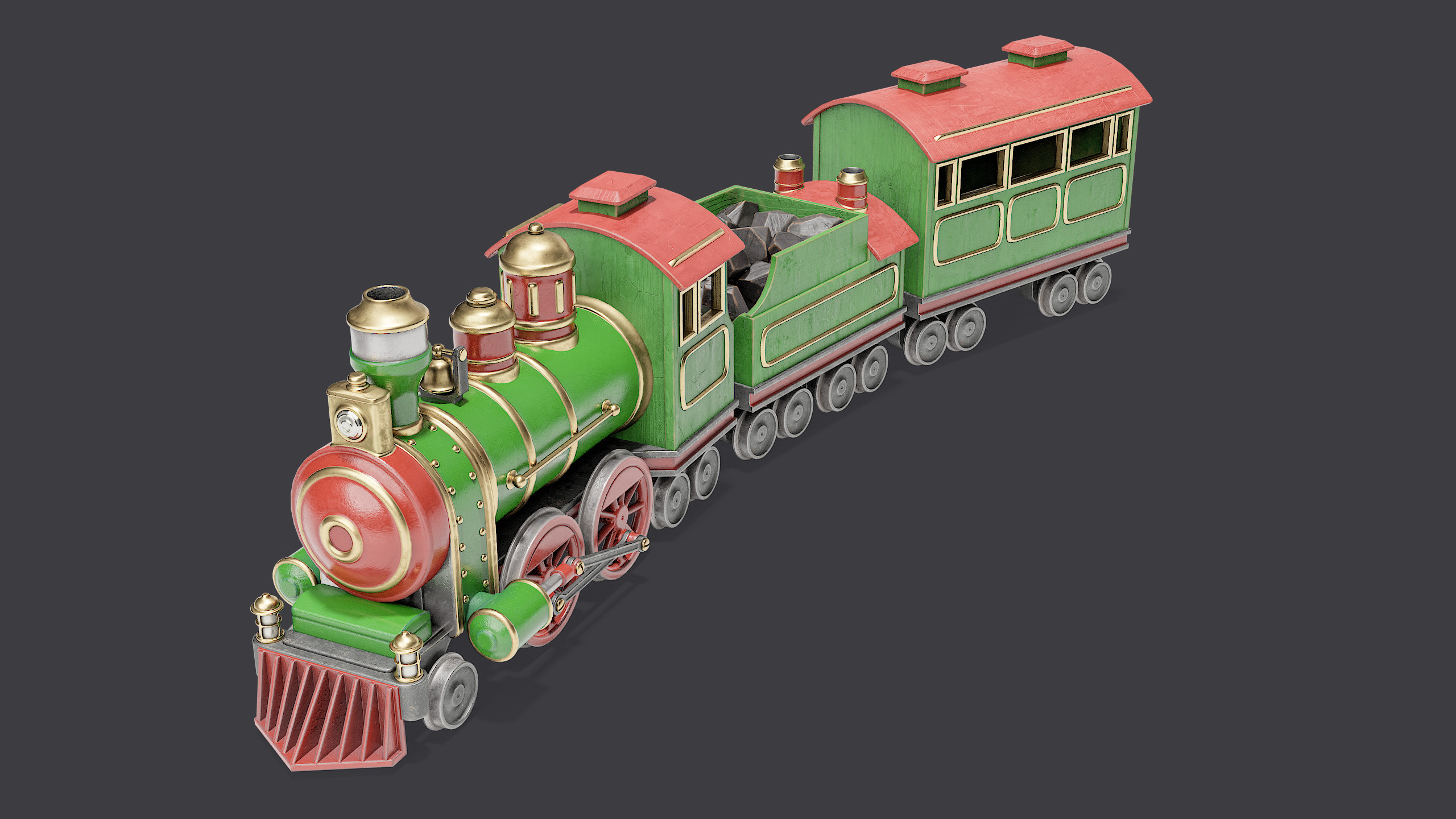Toy Train Low-poly 3D model_1