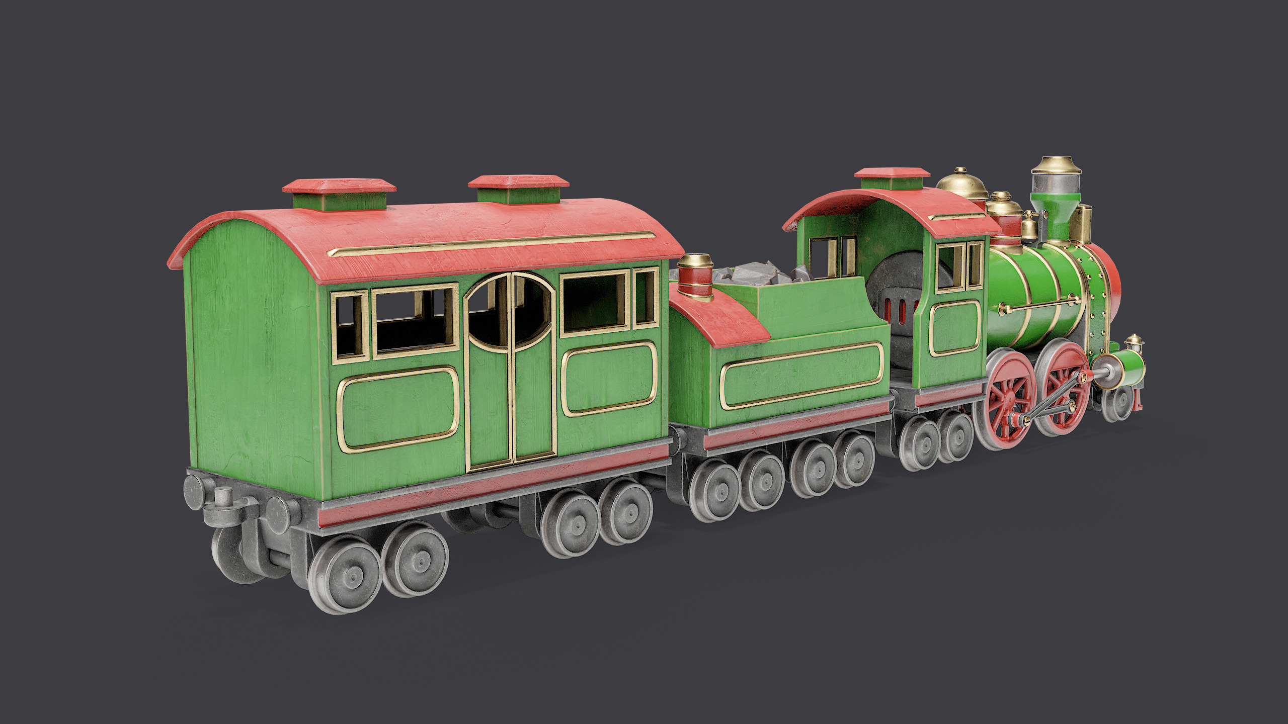 Toy Train Low-poly 3D model_6