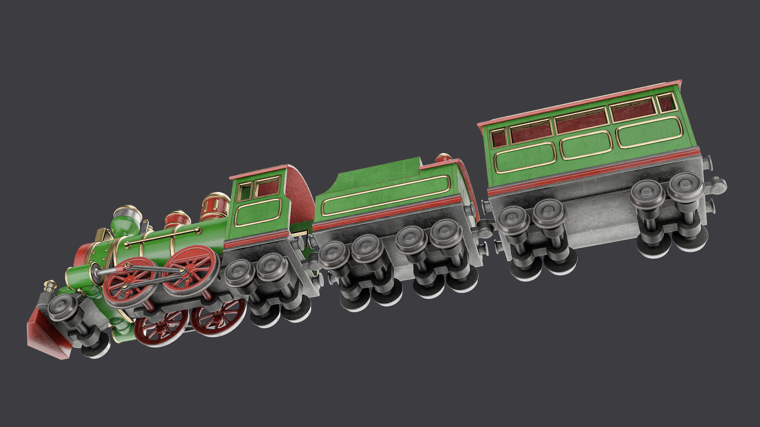 Toy Train Low-poly 3D model_8