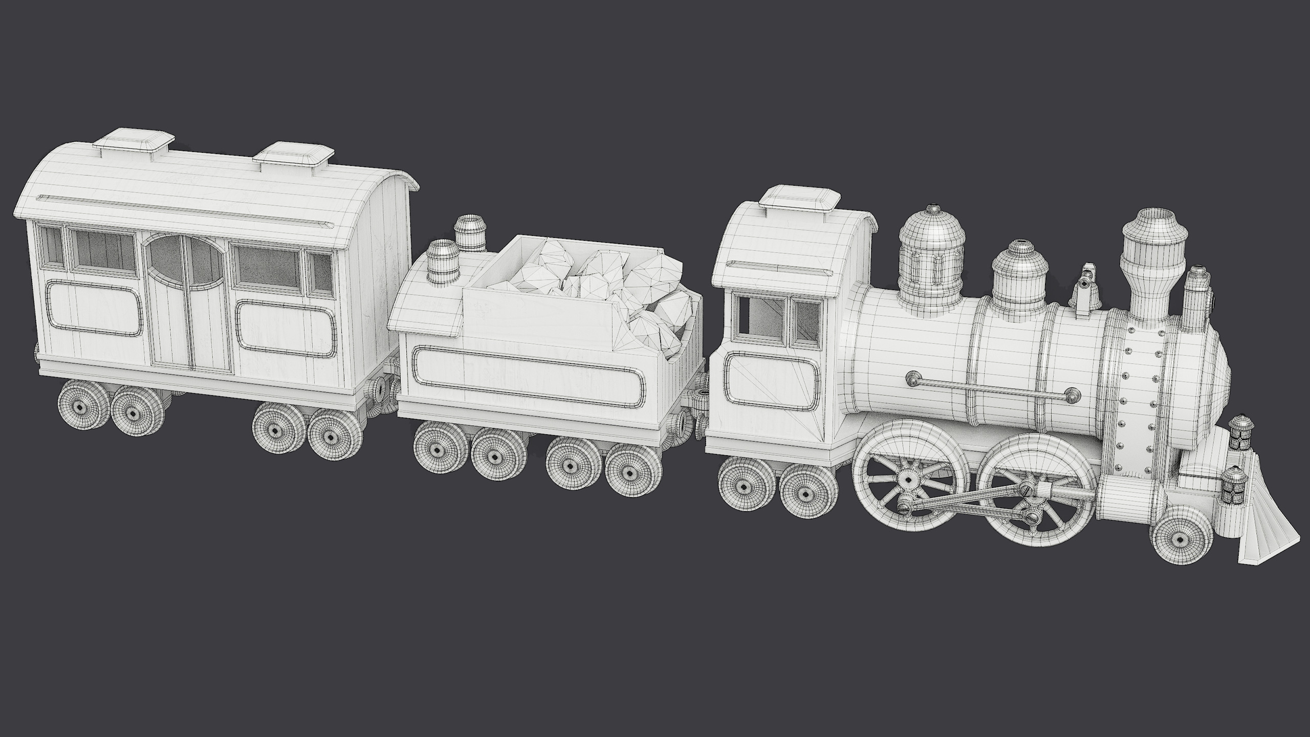 Toy Train Low-poly 3D model_11