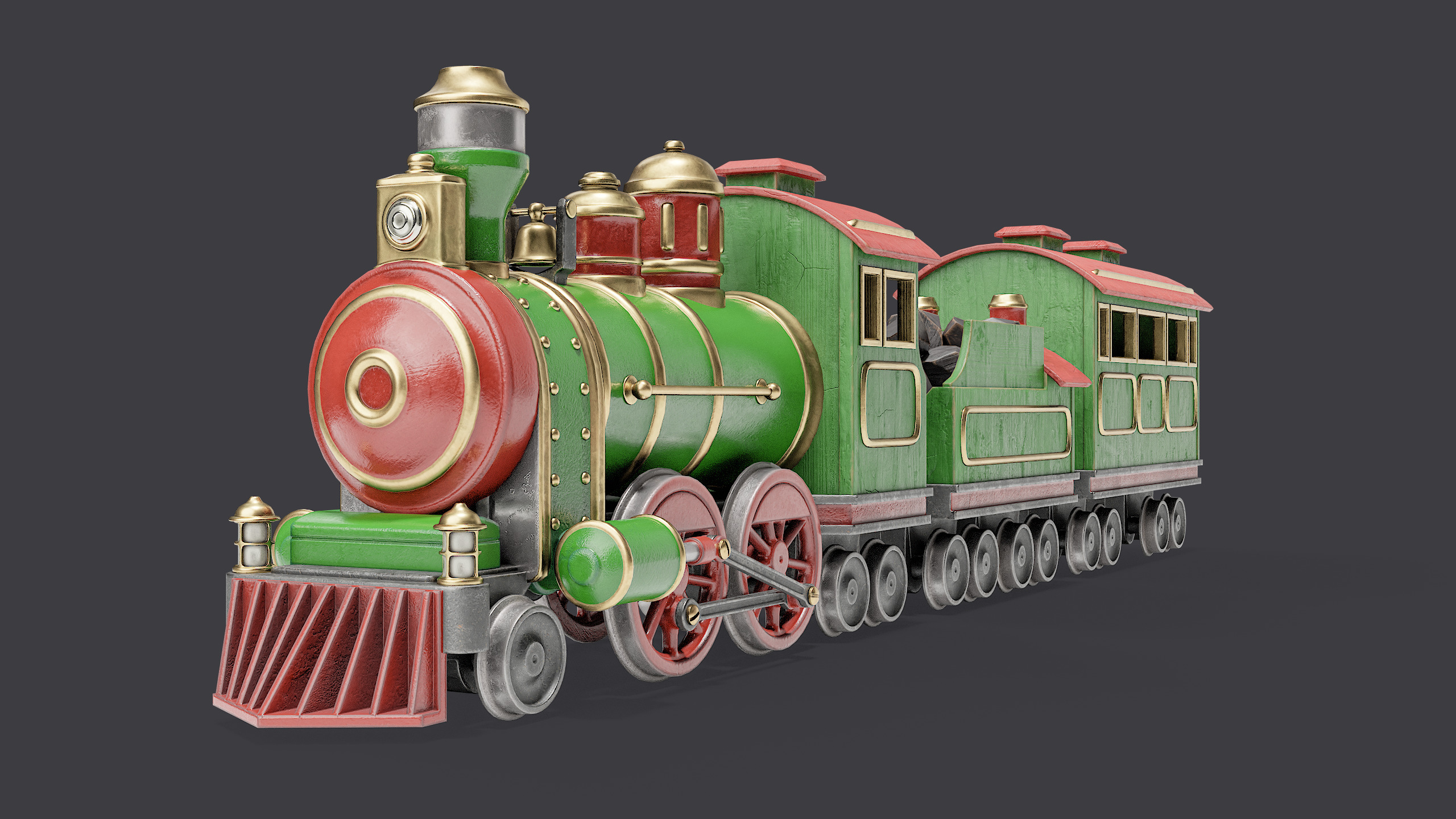 Toy Train Low-poly 3D model_7