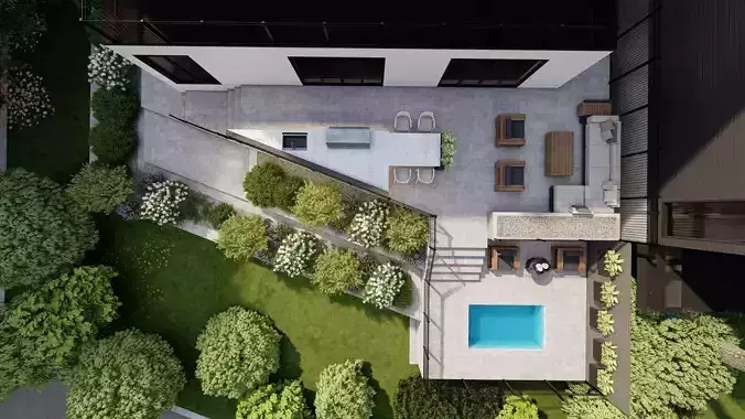 Garden Landscape 3D Model - SketchUp and Lumion Scene 3D model