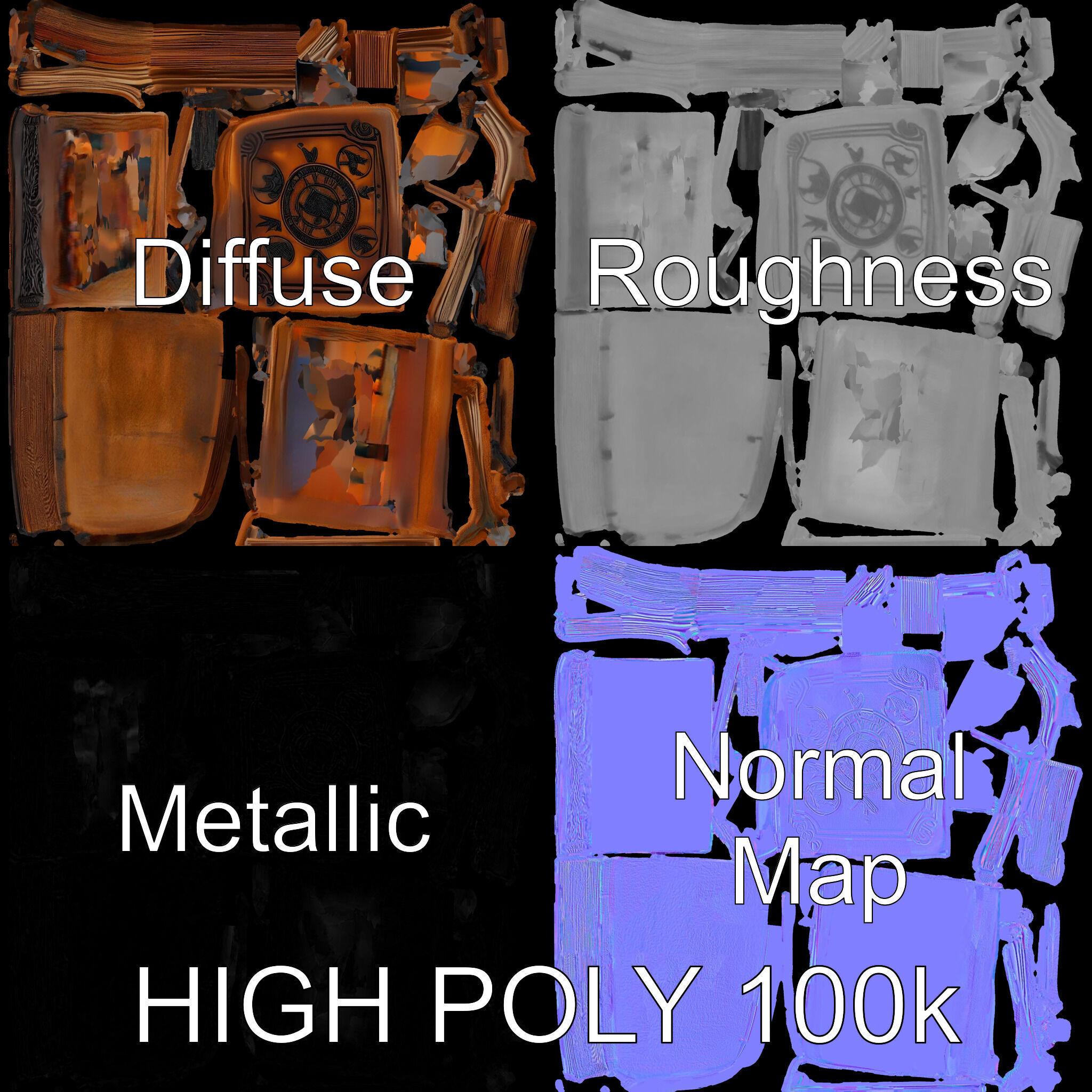 Ancient Spellbook D Model Pack Low-poly 3D model_4