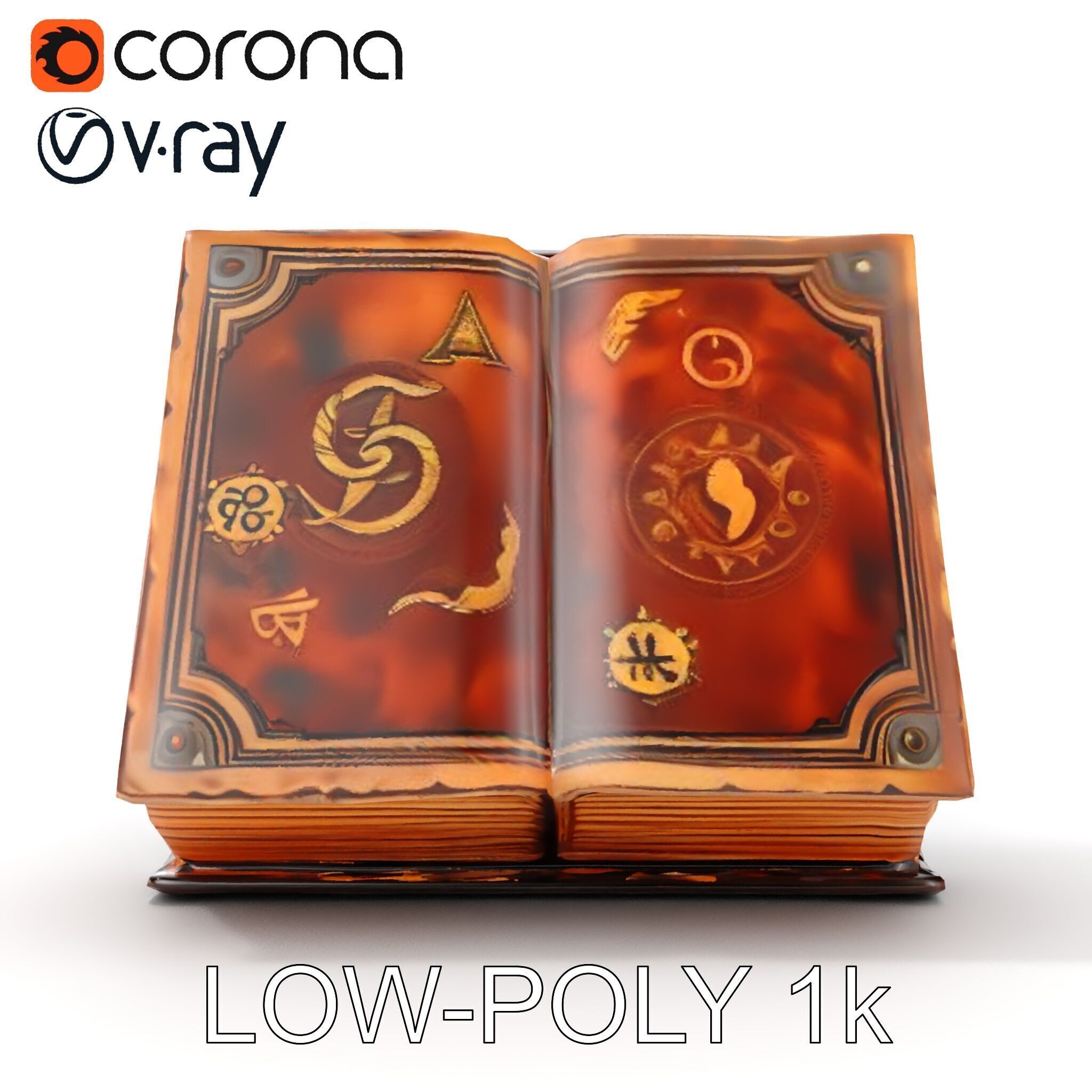 Ancient Grimoire D Model Pack Low-poly 3D model_15