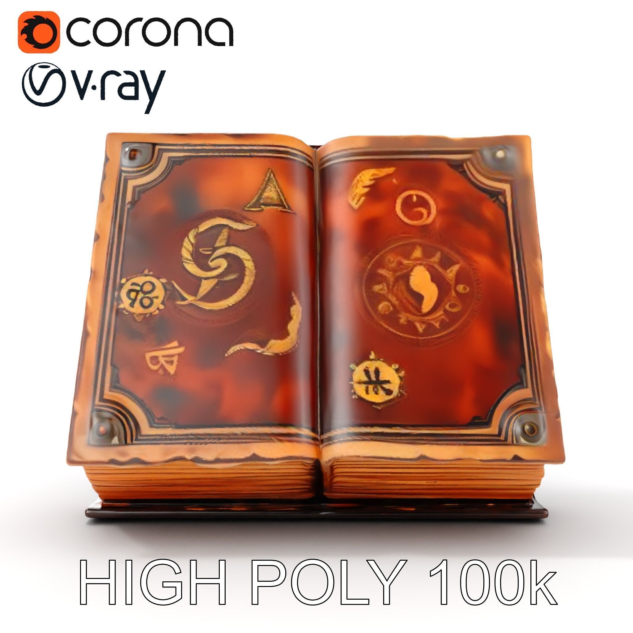 Ancient Grimoire D Model Pack Low-poly 3D model_18