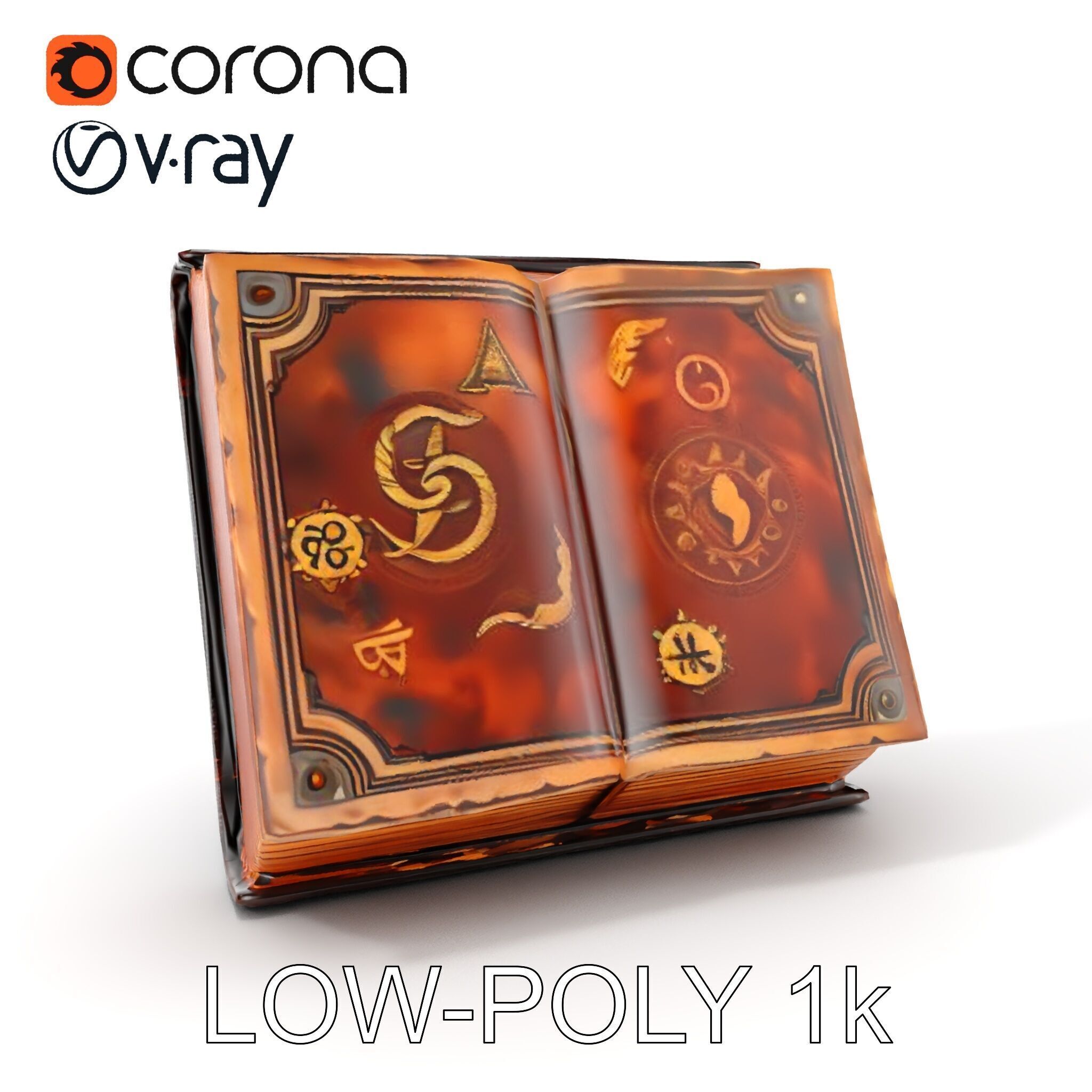 Ancient Grimoire D Model Pack Low-poly 3D model_8
