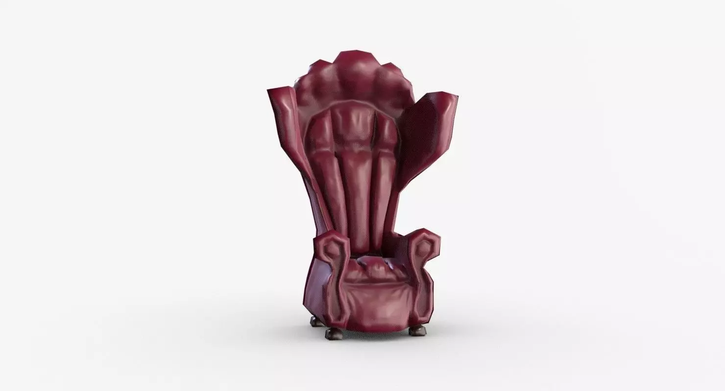 Armchair burgundy throne chair Free low-poly 3D model