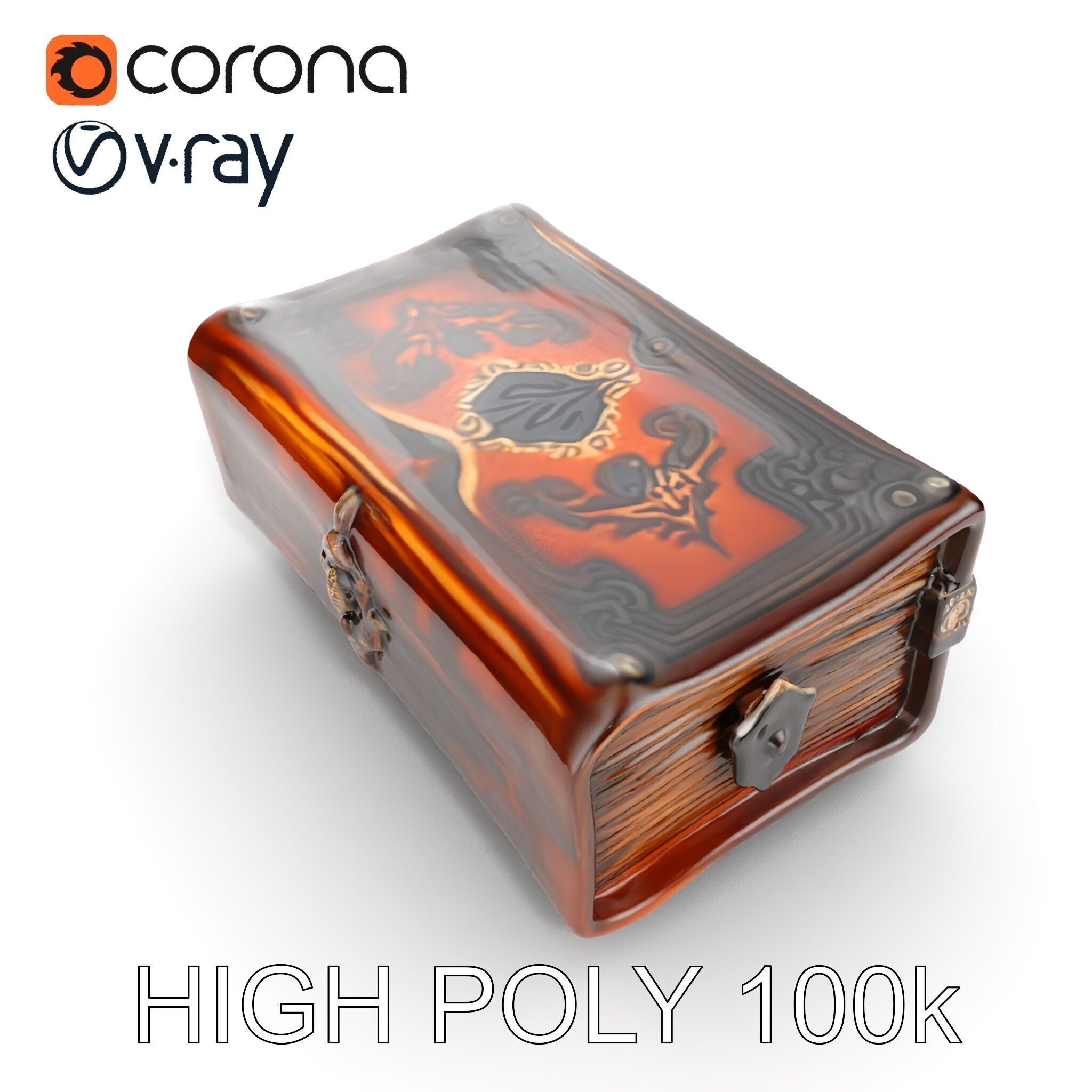 Ornate Antique Book Model Pack for Interactive Environments Low-poly 3D model_21