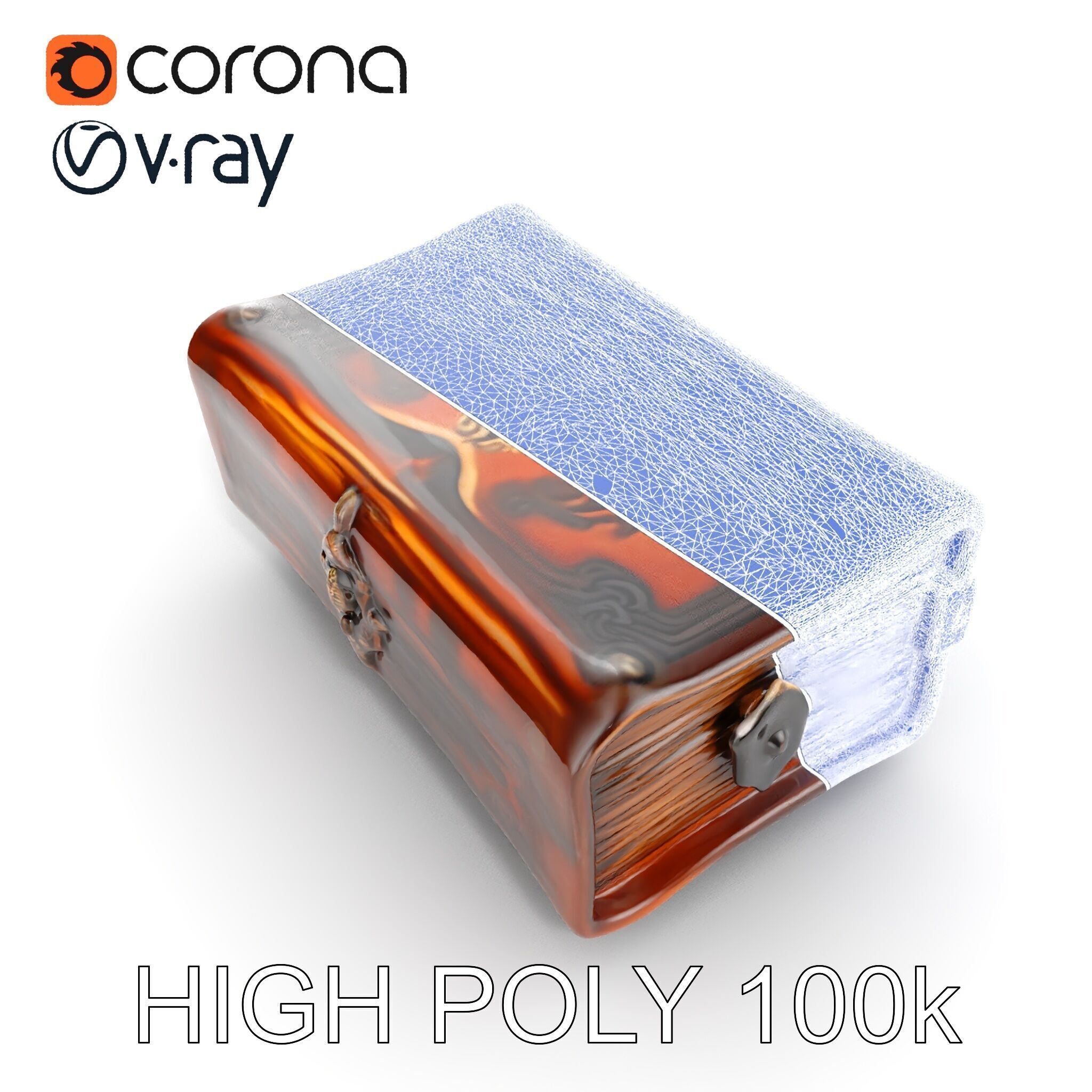 Ornate Antique Book Model Pack for Interactive Environments Low-poly 3D model_11