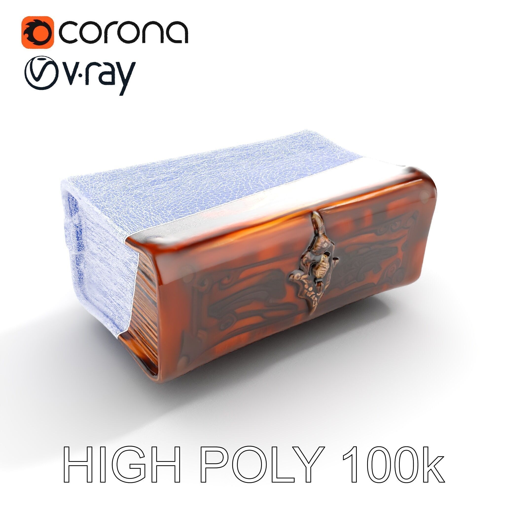 Ornate Antique Book Model Pack for Interactive Environments Low-poly 3D model_27