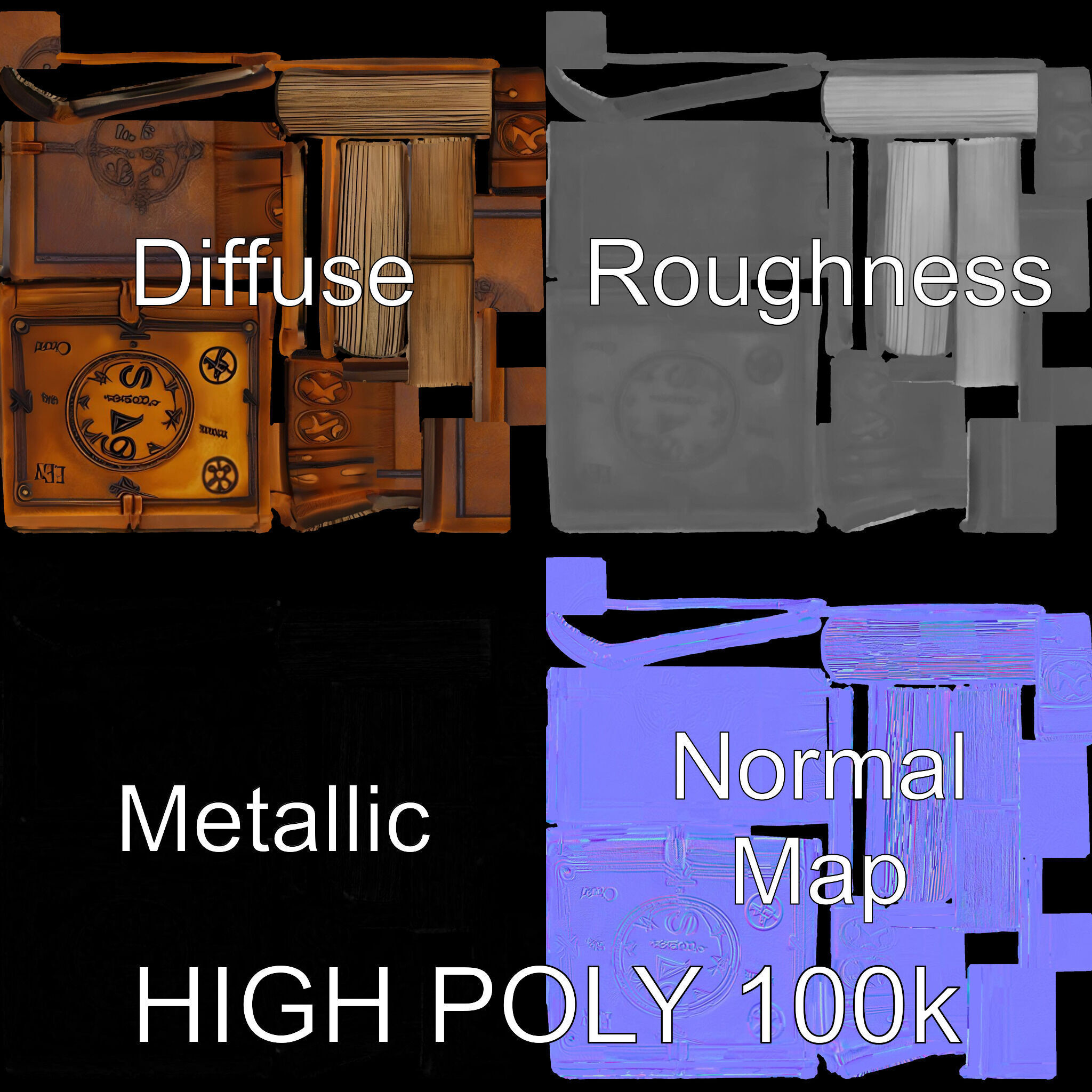 Ancient Spellbook D Model Pack Low-poly 3D model_3