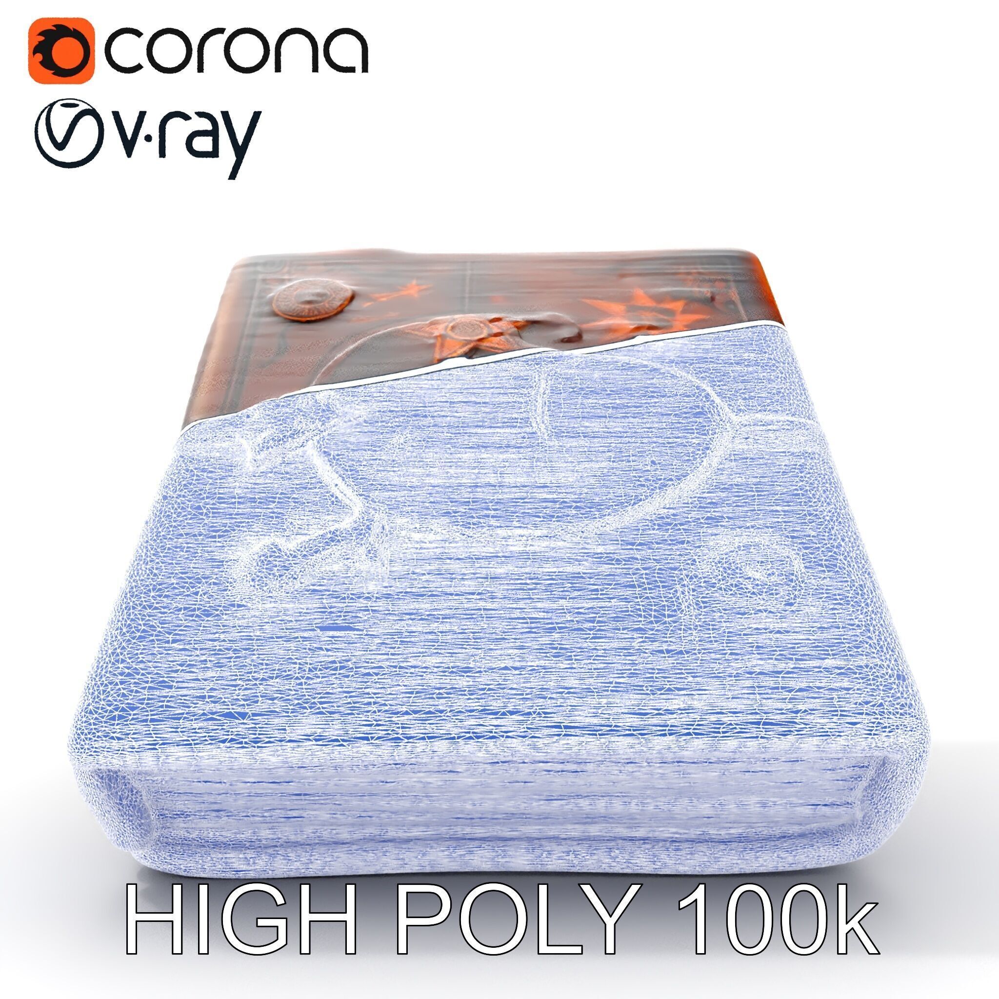 Vintage Compass Leather Notebook D Model Pack Low-poly 3D model_23