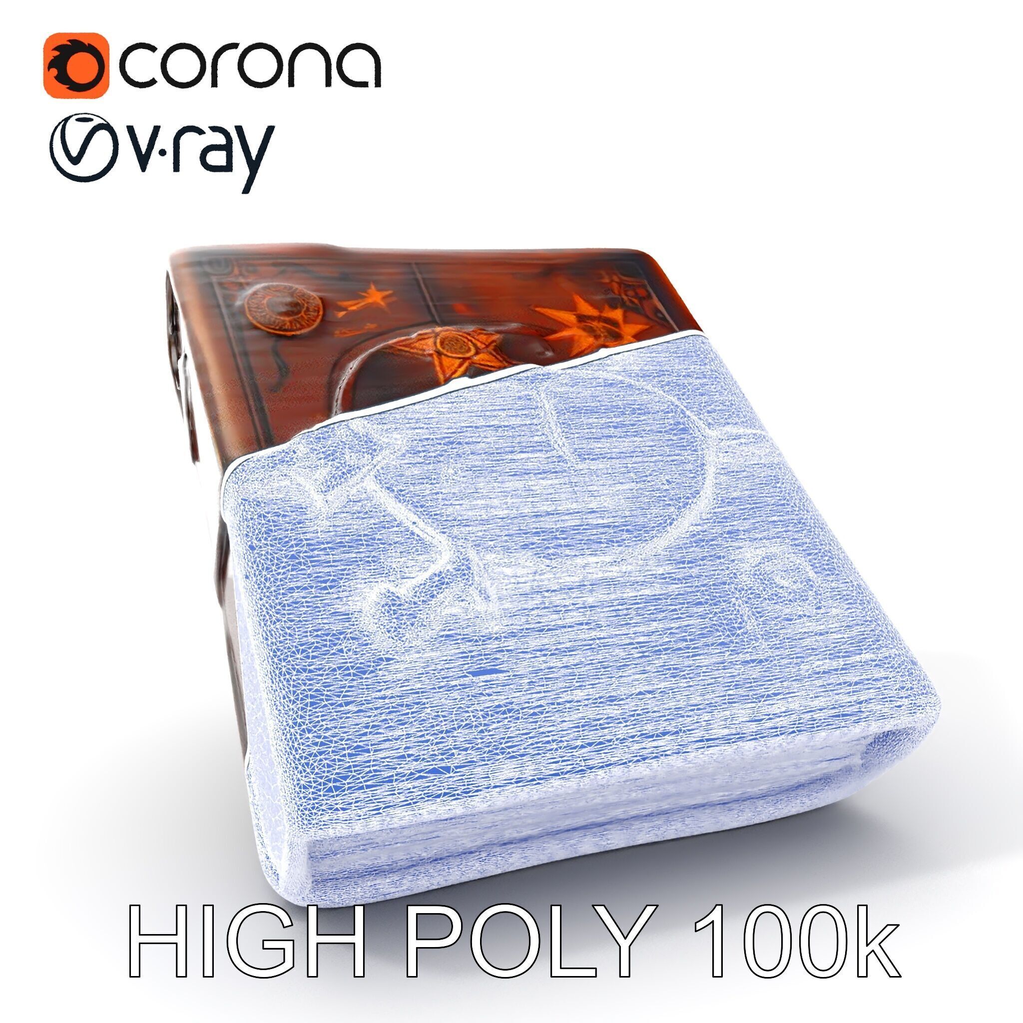 Vintage Compass Leather Notebook D Model Pack Low-poly 3D model_15