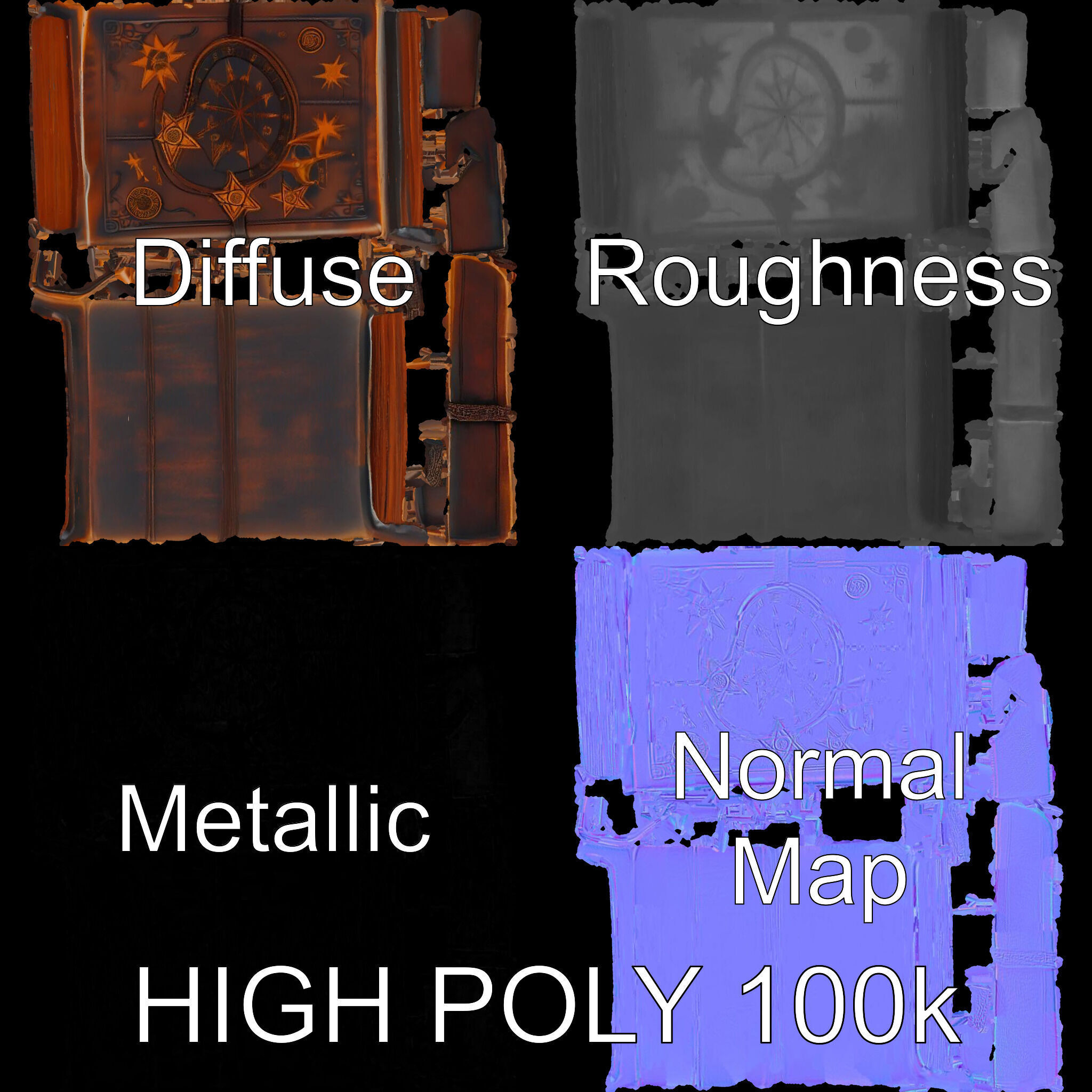 Vintage Compass Leather Notebook D Model Pack Low-poly 3D model_4