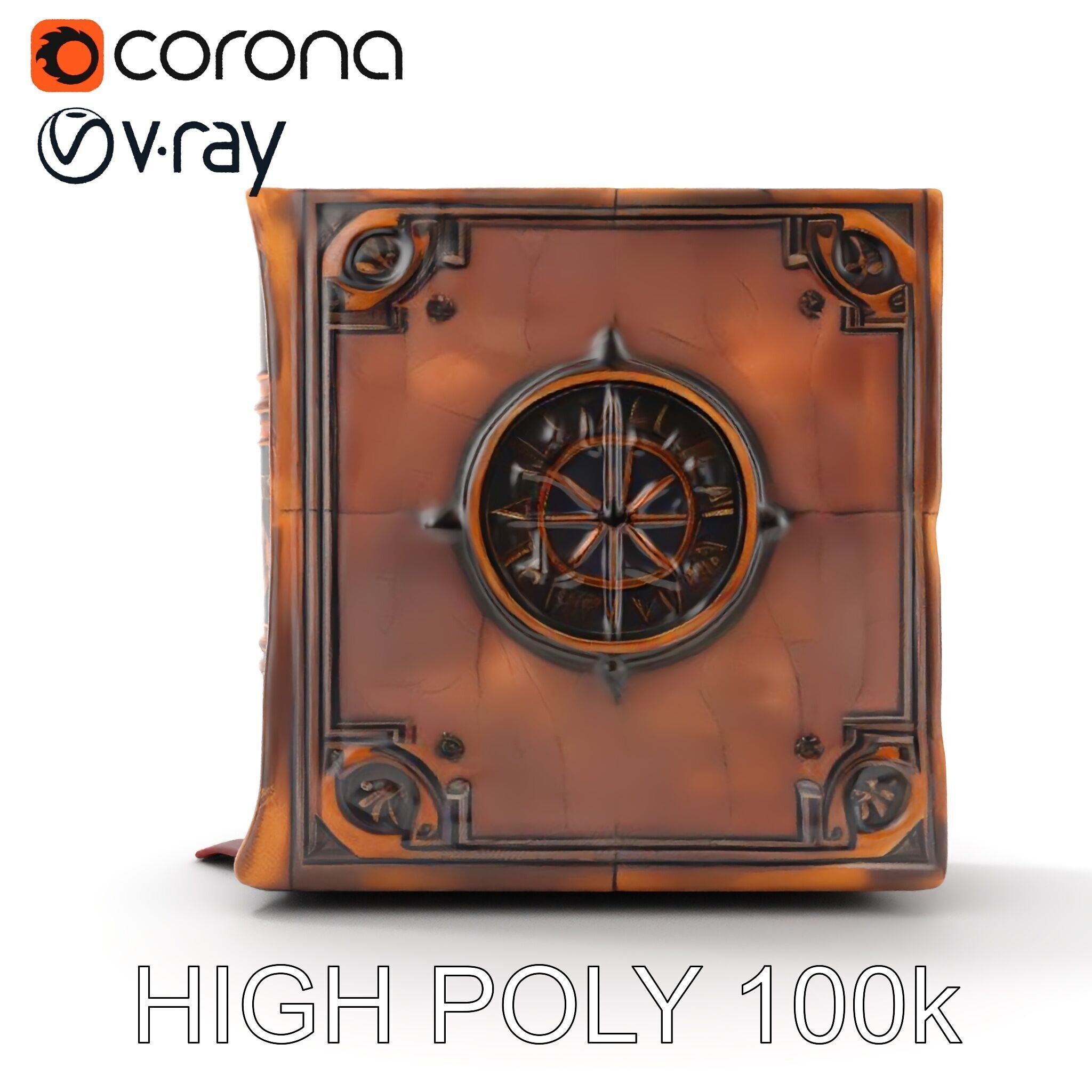 Ancient Leather Bound Book Model Pack Low-poly 3D model_19