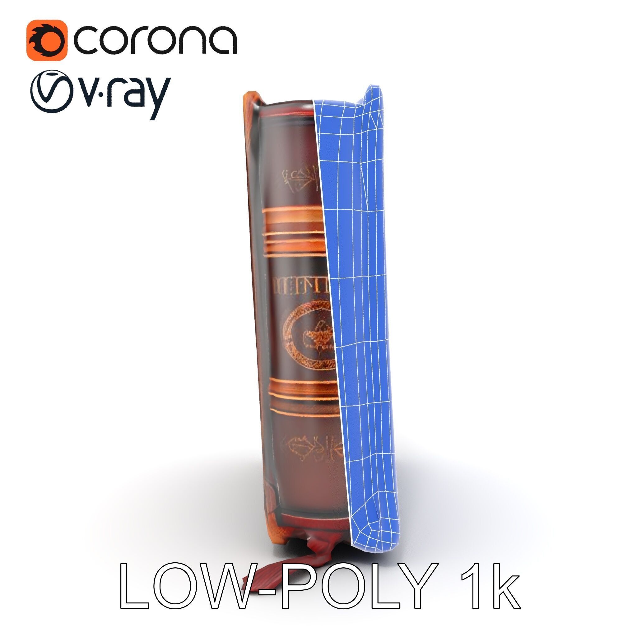 Ancient Leather Bound Book Model Pack Low-poly 3D model_33