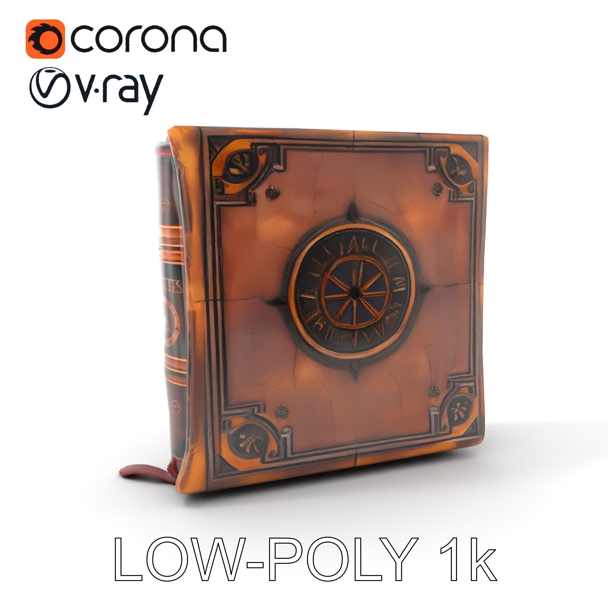Ancient Leather Bound Book Model Pack Low-poly 3D model_10