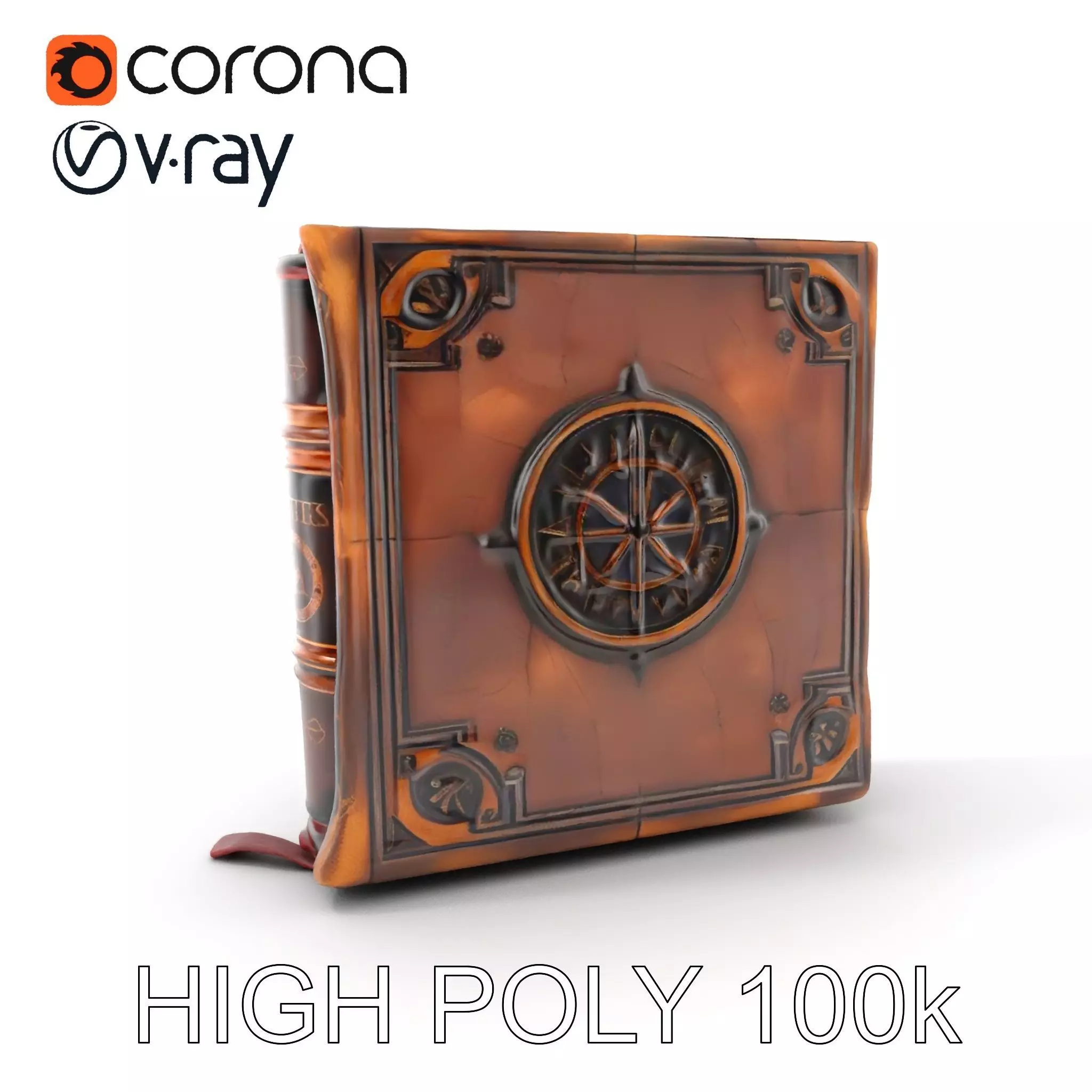 Ancient Leather Bound Book Model Pack Low-poly 3D model_0