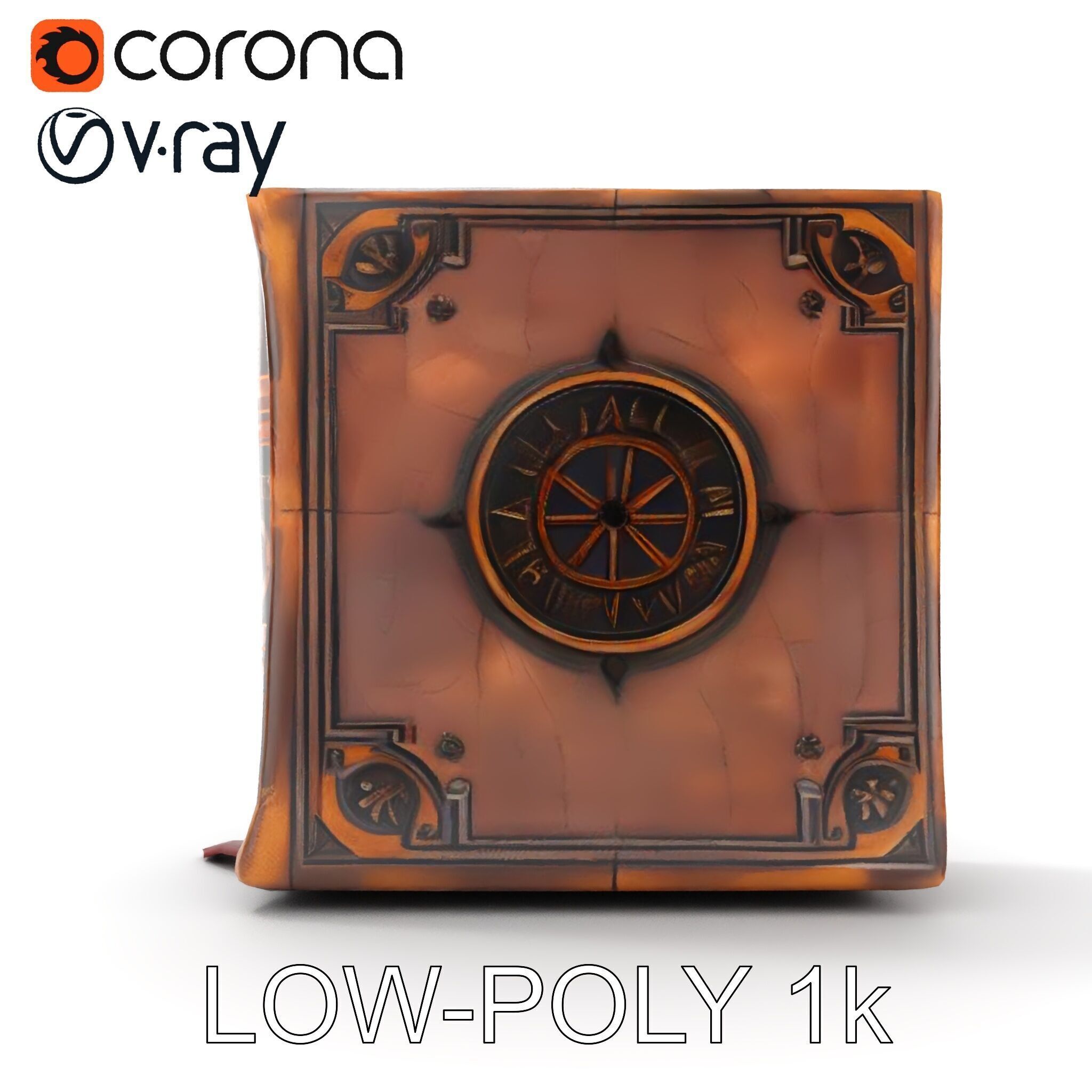 Ancient Leather Bound Book Model Pack Low-poly 3D model_21