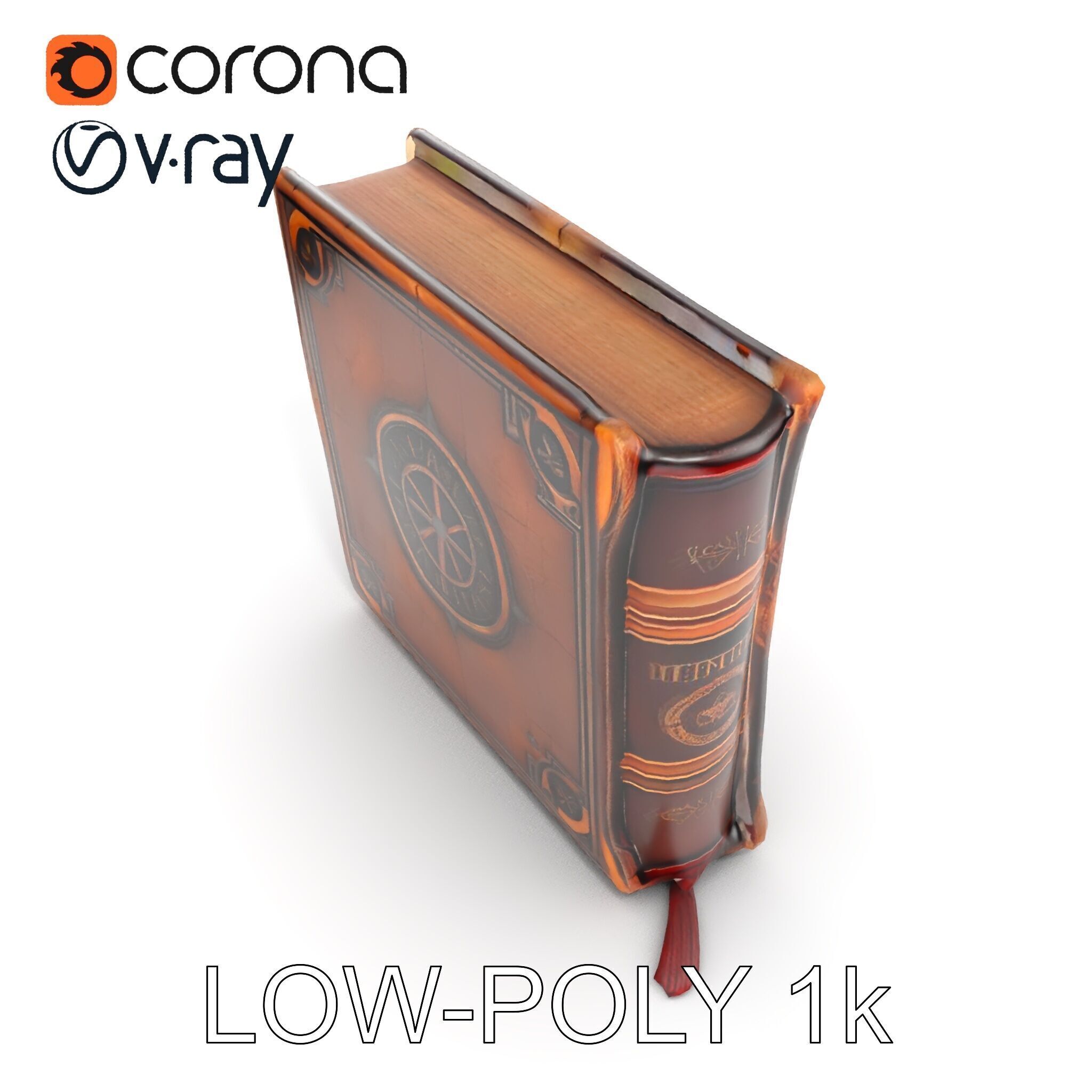Ancient Leather Bound Book Model Pack Low-poly 3D model_13