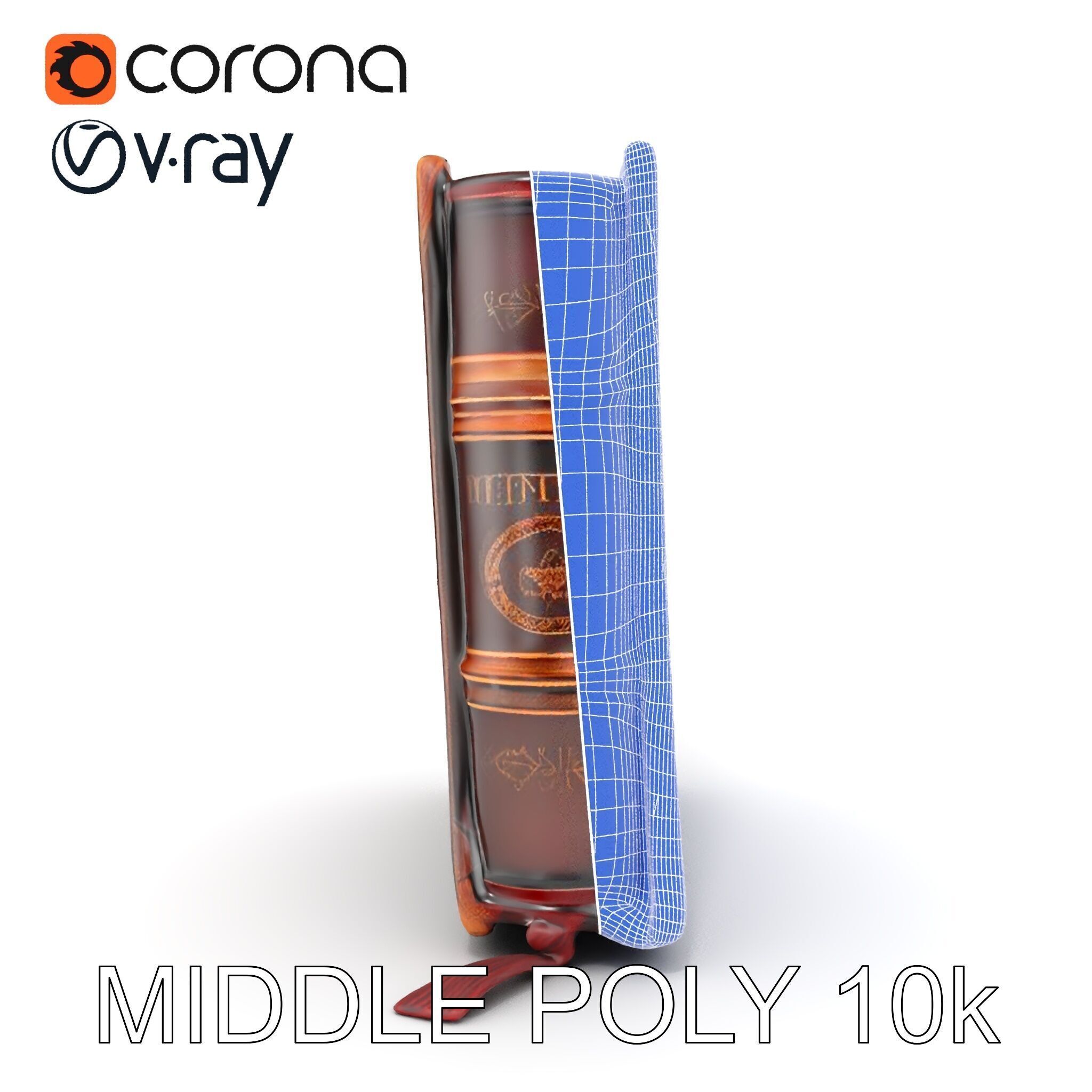 Ancient Leather Bound Book Model Pack Low-poly 3D model_17